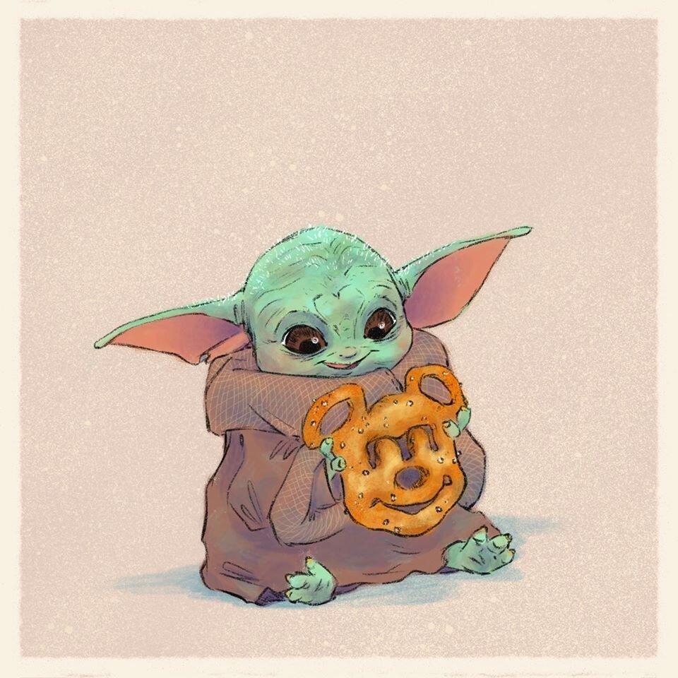 960x960 Adorable STAR WARS Fan Art Show Baby Yoda Eating Disneyland Treats