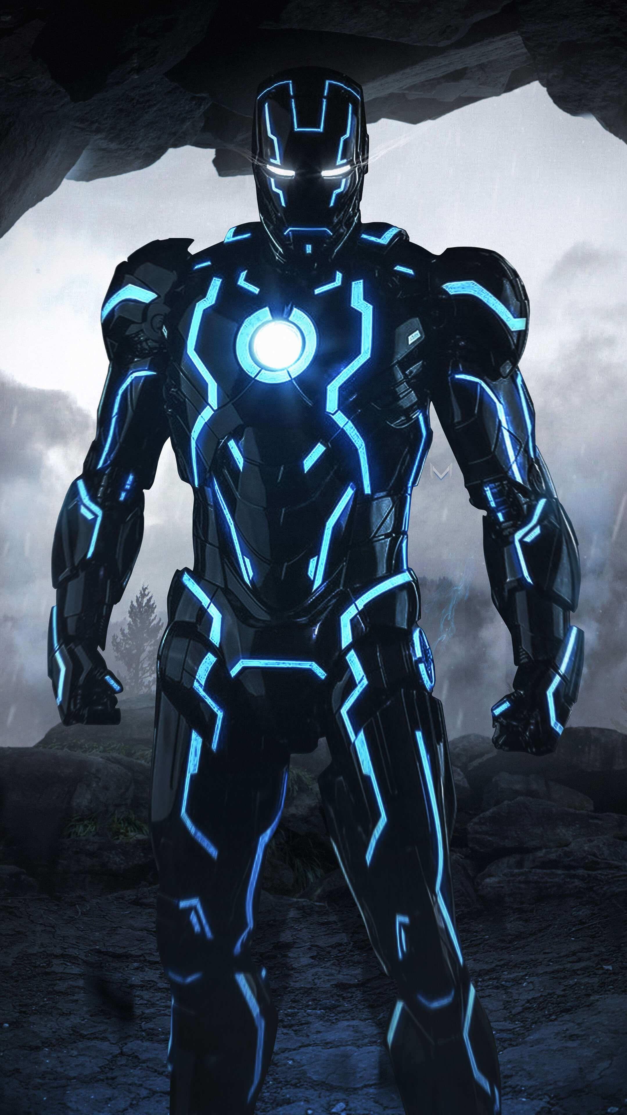 2159x3840 Neon Cool Iron Man Wallpaper 4k