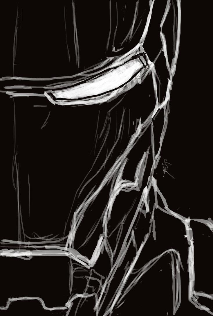 734x1087 Iron man black and white wallpaper