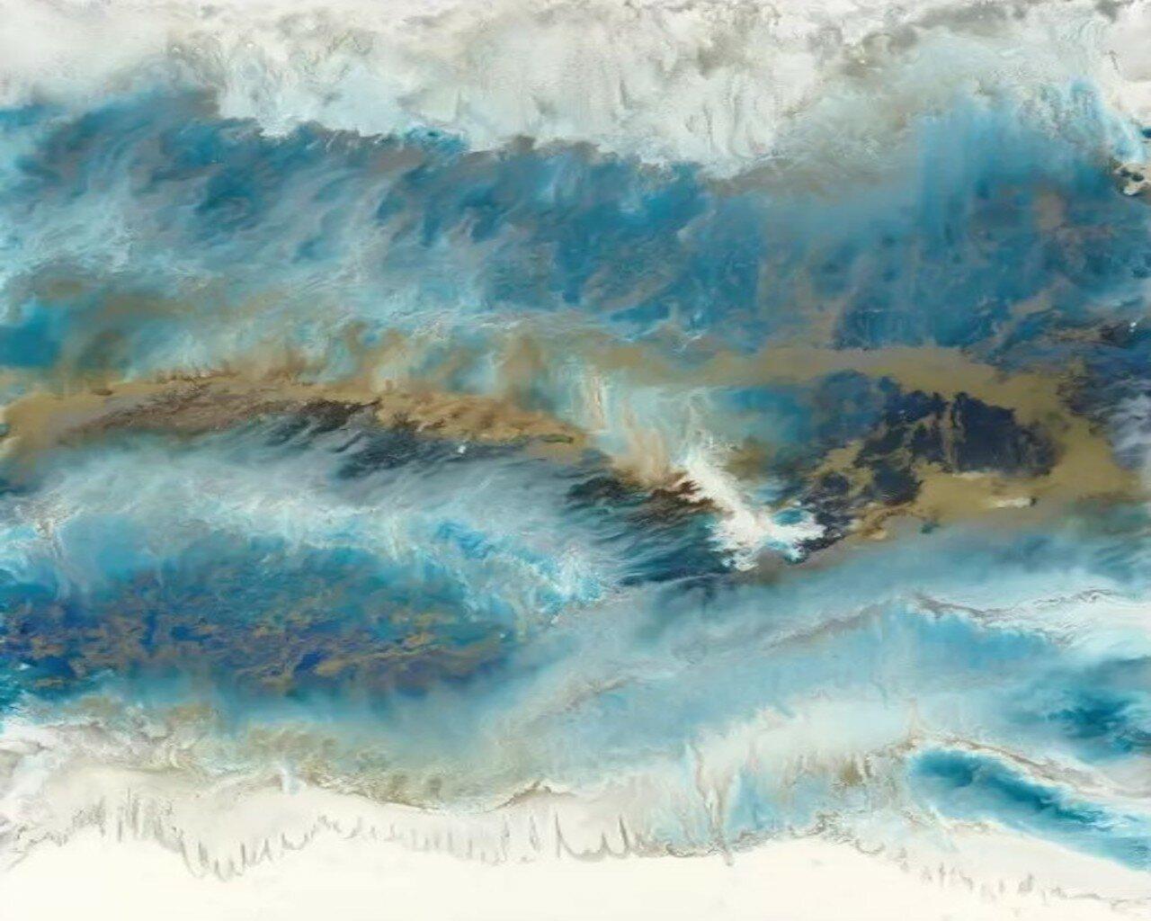 1280x1024 Everly Quinn Lemoore Peel And Stick Blue Brown Brush Watercolor Splash Wallpaper