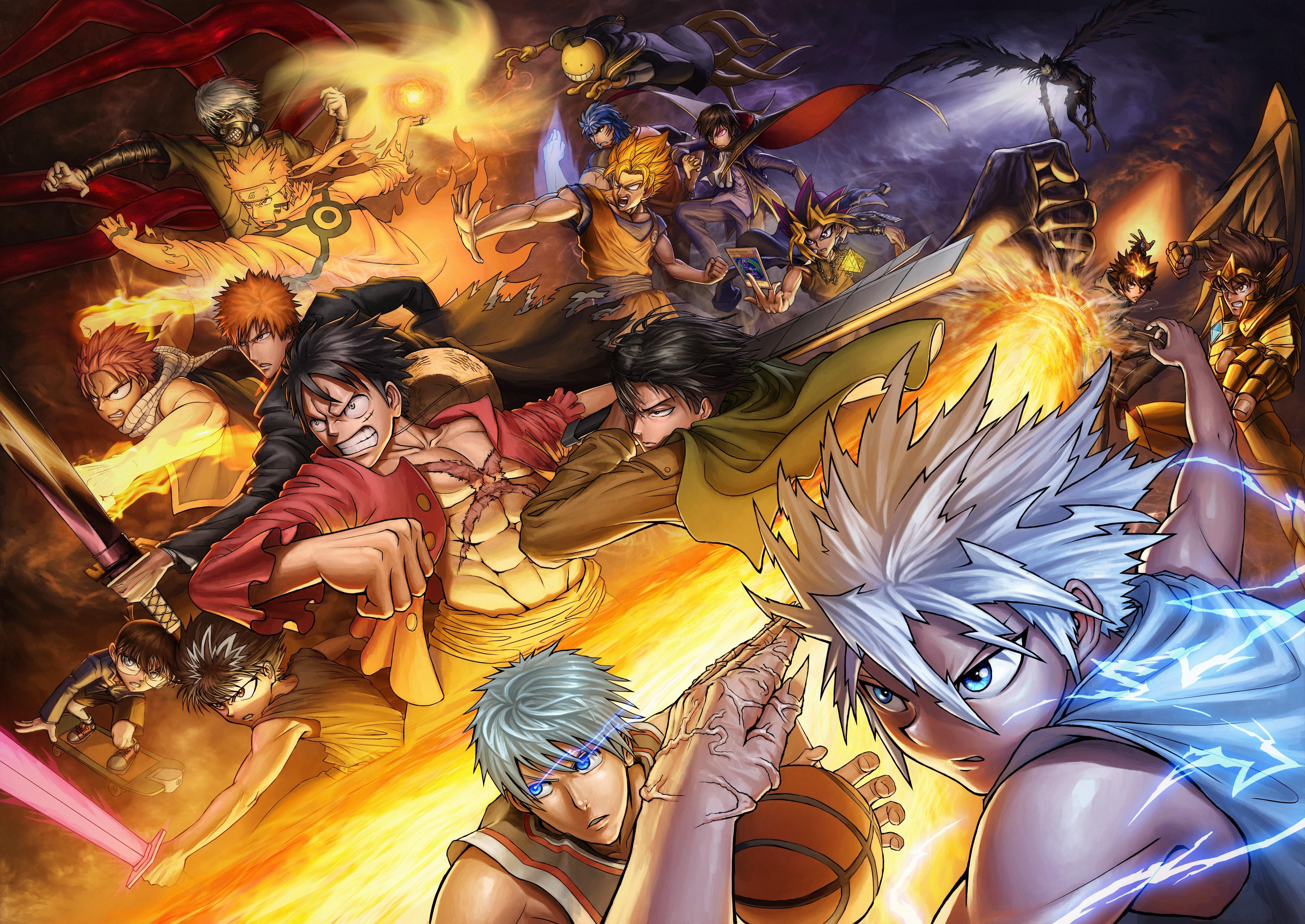 5000x3541 Manga Anime One Piece Naruto Shippuuden Dragon Ball Dragon Ball Z Shingeki No Kyojin Yu Gi Oh Bleach Wallpaper:5000x3541