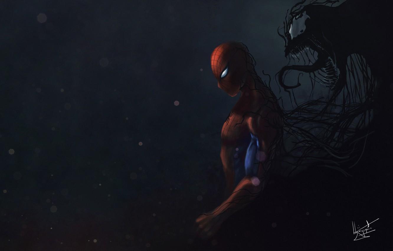 1332x850 Wallpaper Art, Comics, MARVEL, Venom, Characters, Fan Art, Creatures, Comic Art, Comics Art, Sider Man And Venom Fan Art, Sider Man, By Sandro Sulakauri, Siderman, Sandro Sulakauri Image For Desktop, Section арт