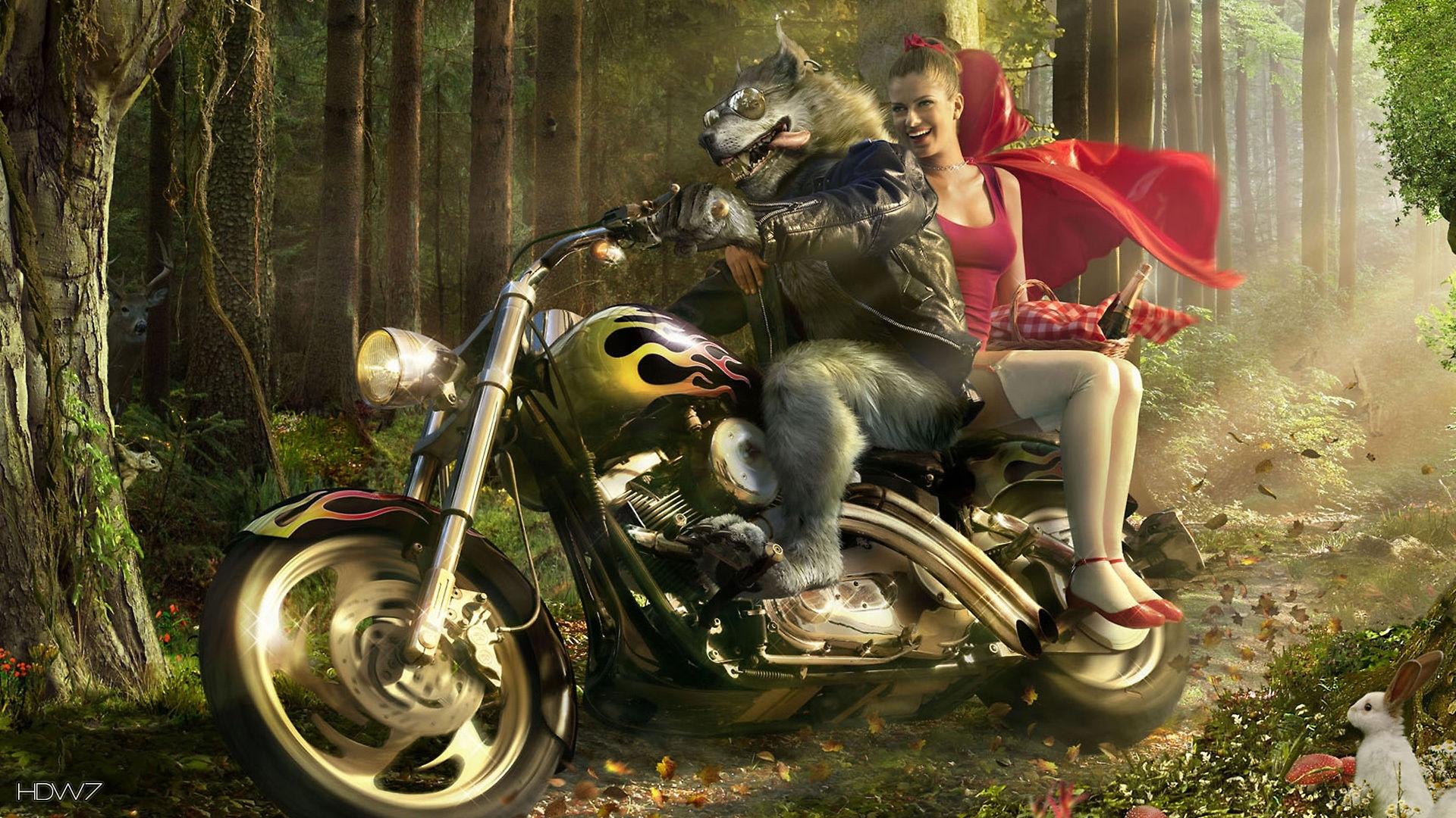1920x1080 wolf biker and little red riding hood wallpaper. HD wallpaper gallery