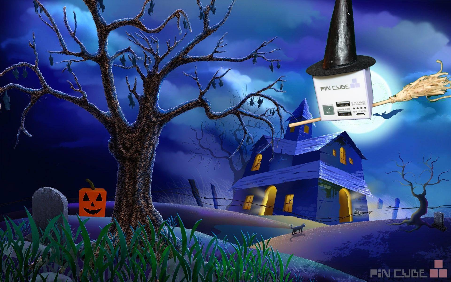 1920x1200 Pincube Power Lavender is dressed up as a witch this year so we added a spooky backgrou. Halloween desktop wallpaper, Cool 3D wallpaper, Happy halloween picture
