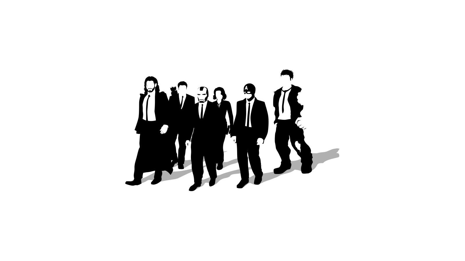 1600x900 black and white minimalistic funny reservoir dogs the avengers crossovers the avengers movie white