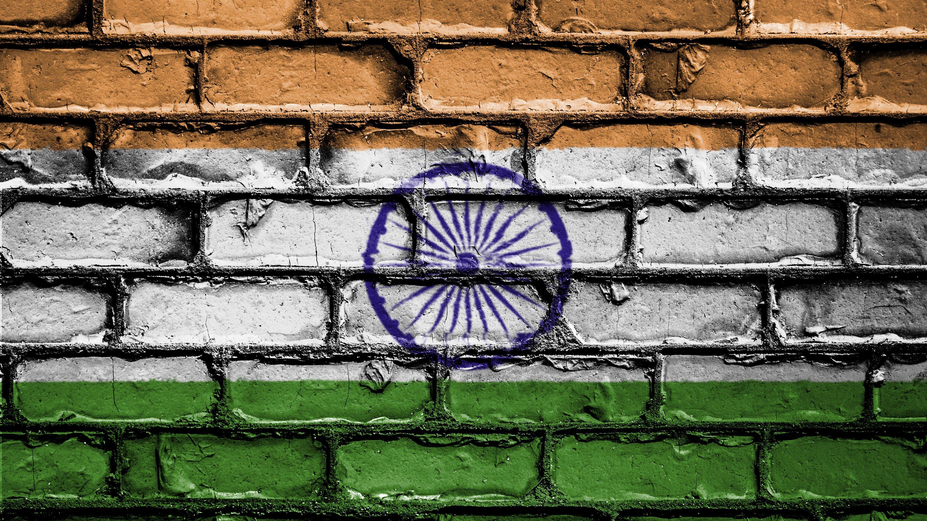 3840x2160 Download wallpaper 3840x2160 india, flag, texture, wall, brick, paint 4k uhd 16:9 HD background