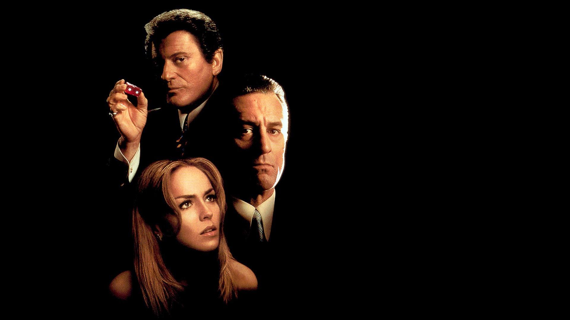 1920x1080 men, Actor, Movies, Legends, Robert DeNiro, Martin Scorsese, Joe Pesci, Sharon Stone, Women, Actress, Dice, Looking At Viewer, Suits, Gangsters, Long Hair, Casino (movie), Black Background, Tie, Movie Poster, Face Wallpaper HD