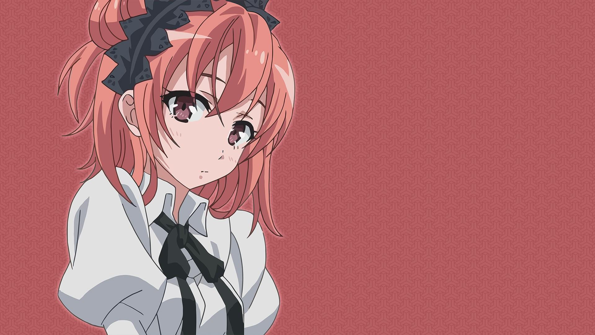 1920x1080 #Yuigahama Yui, #redhead, #anime, #anime girls, #ribbon, #brown eyes, #hair ornament, #simple background, #Yahari Ore no Seishun Love Comedy wa Machigatteiru wallpaper. Mocah HD Wallpaper