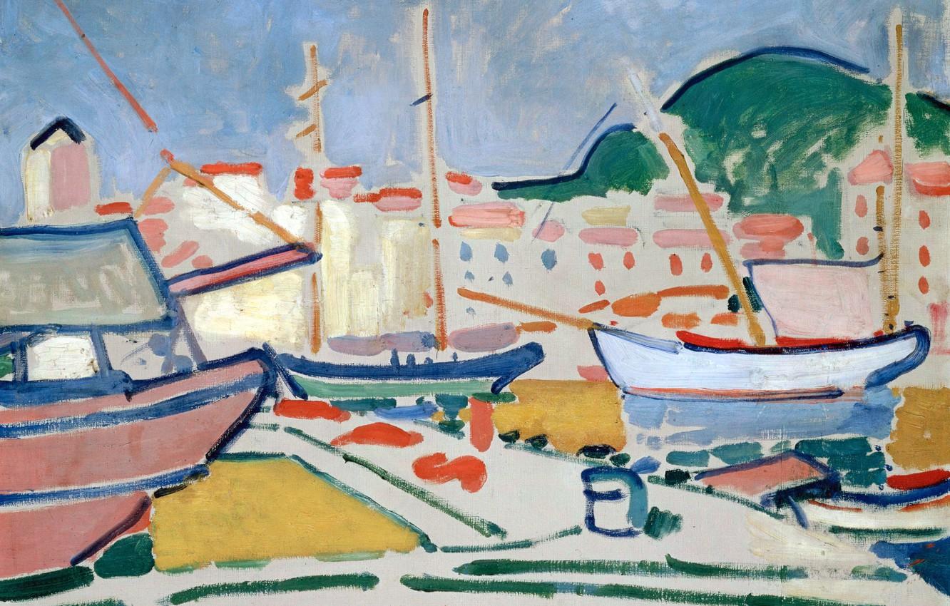 1332x850 Wallpaper landscape, boat, home, Port, yacht, pier, Fauvism, Andre Derain, Andre Derain image for desktop, section живопись