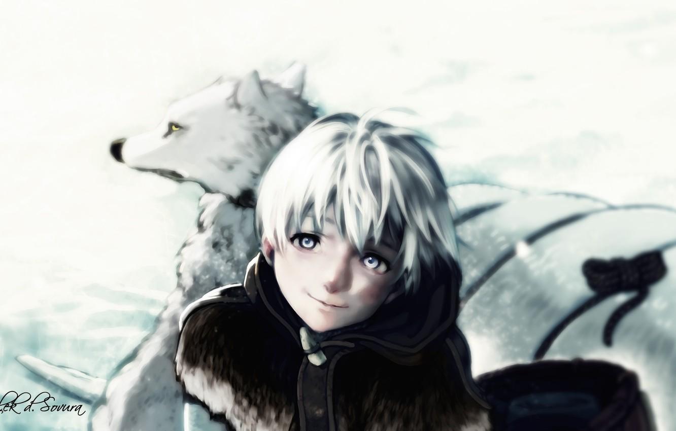 1332x850 Wallpaper bear, snow, face, wolf, manga, shounen, kuma, japonese, Fumetsu no Anata e, To You The Immortal image for desktop, section сёнэн