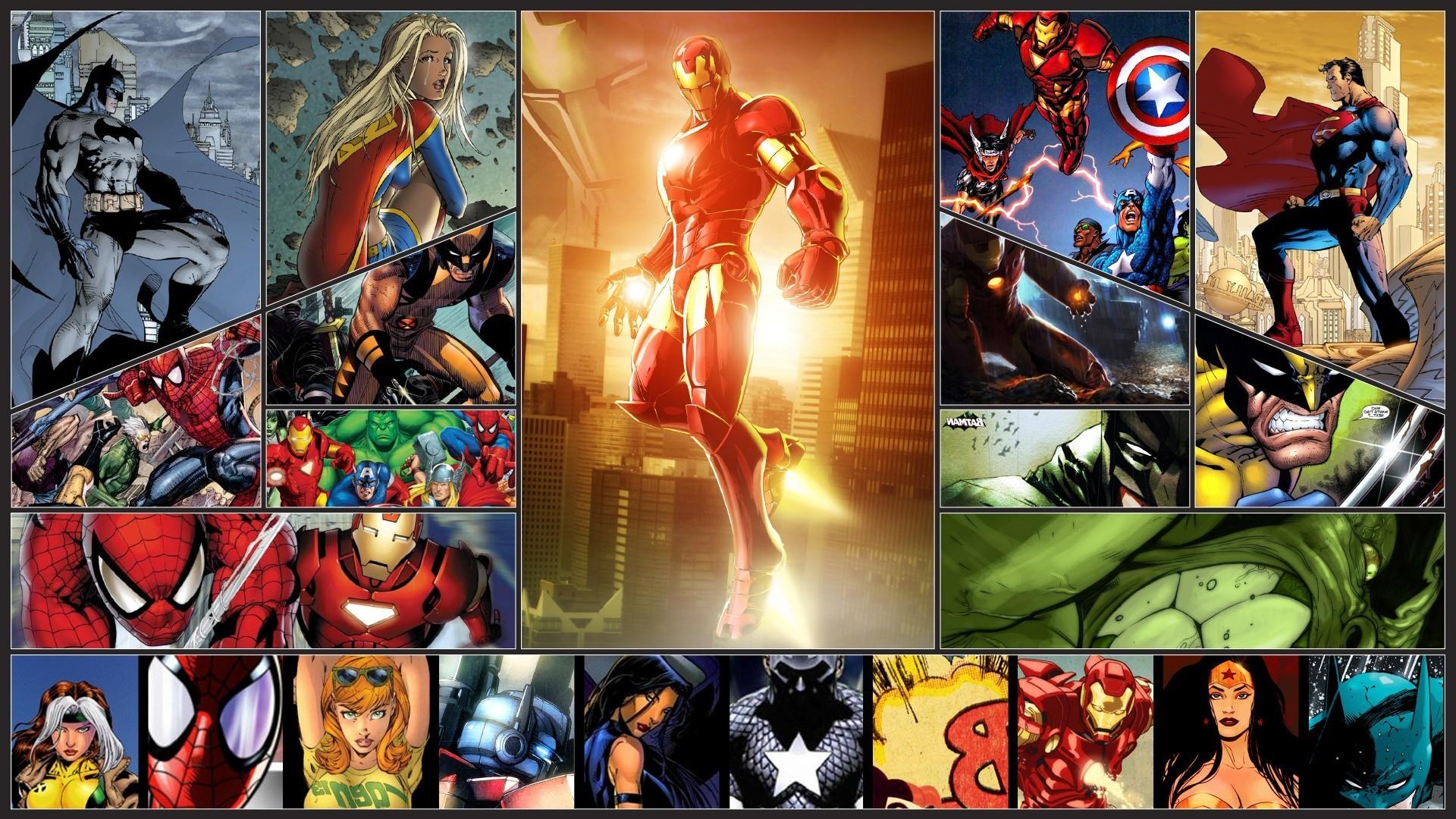 1920x1080 Wolverine, Spider Man, Captain America, Thor, Iron Batman Superman