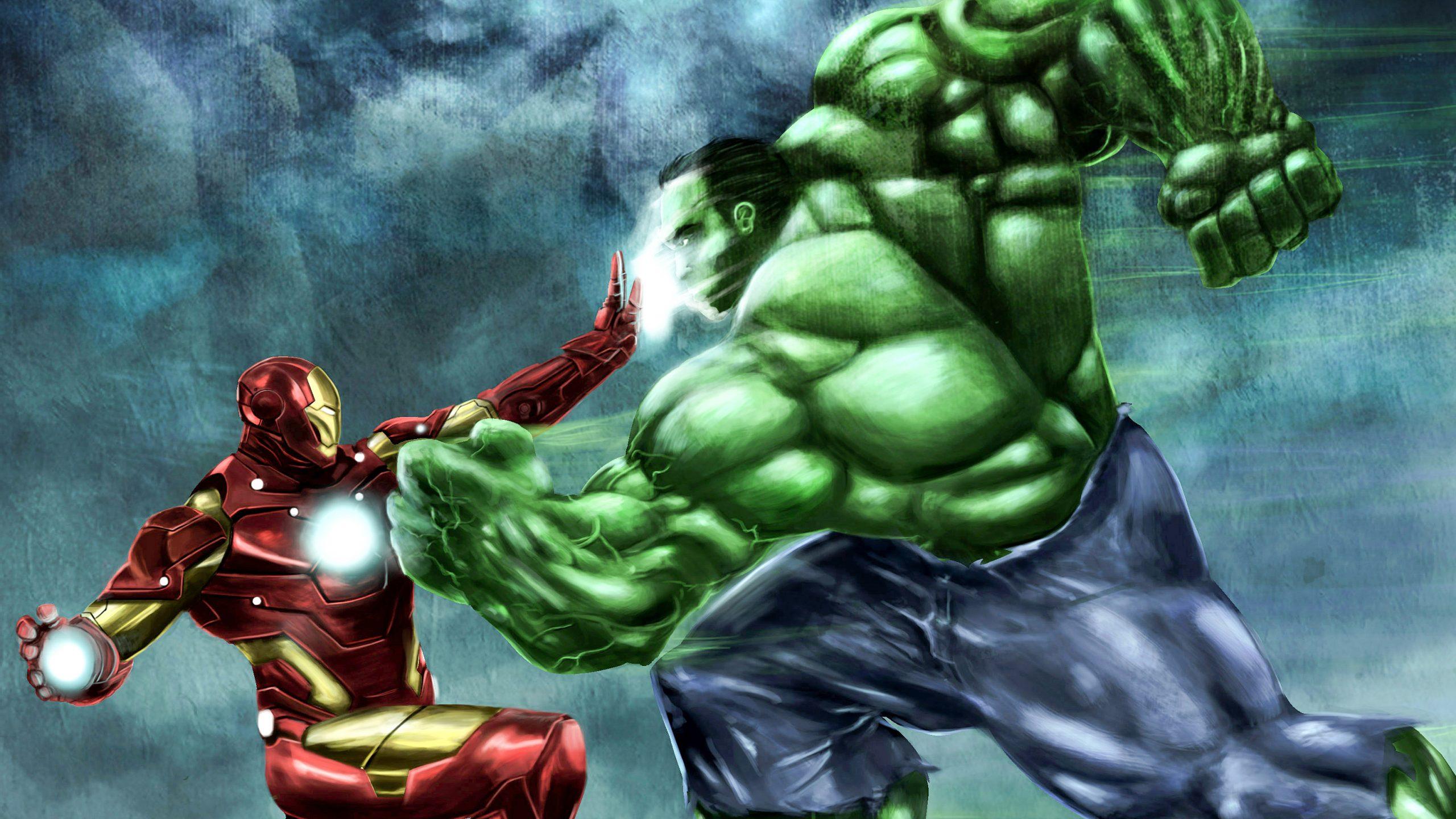 2560x1440 Iron Man and Hulk Wallpaper