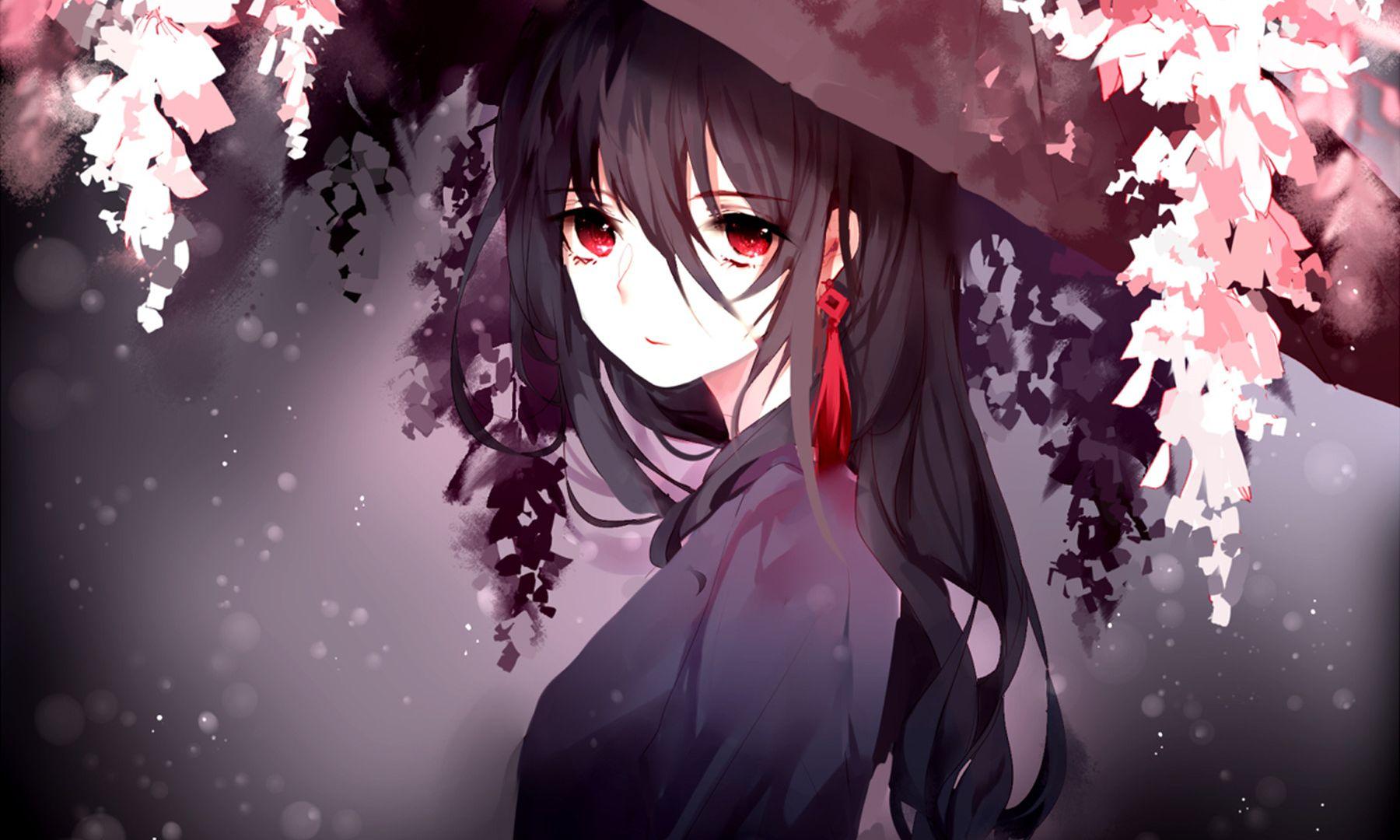 1800x1080 Desktop Wallpaper Original, Cute, Cherry Blossom, Anime Girl, Red Eyes, HD Image, Picture, Background, B6718e