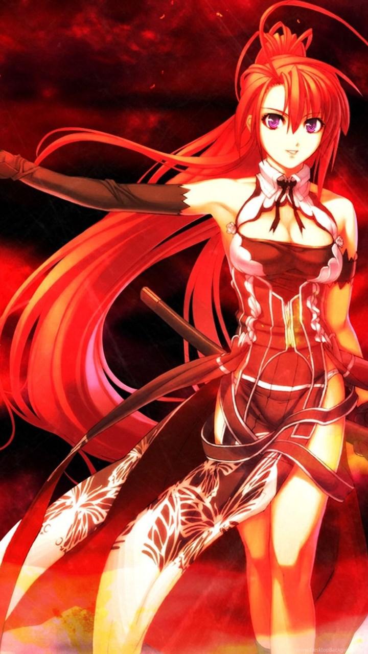 720x1280 Download Wallpaper 2048x2048 Anime, Girl, Red, Hair, Sword. Desktop Background