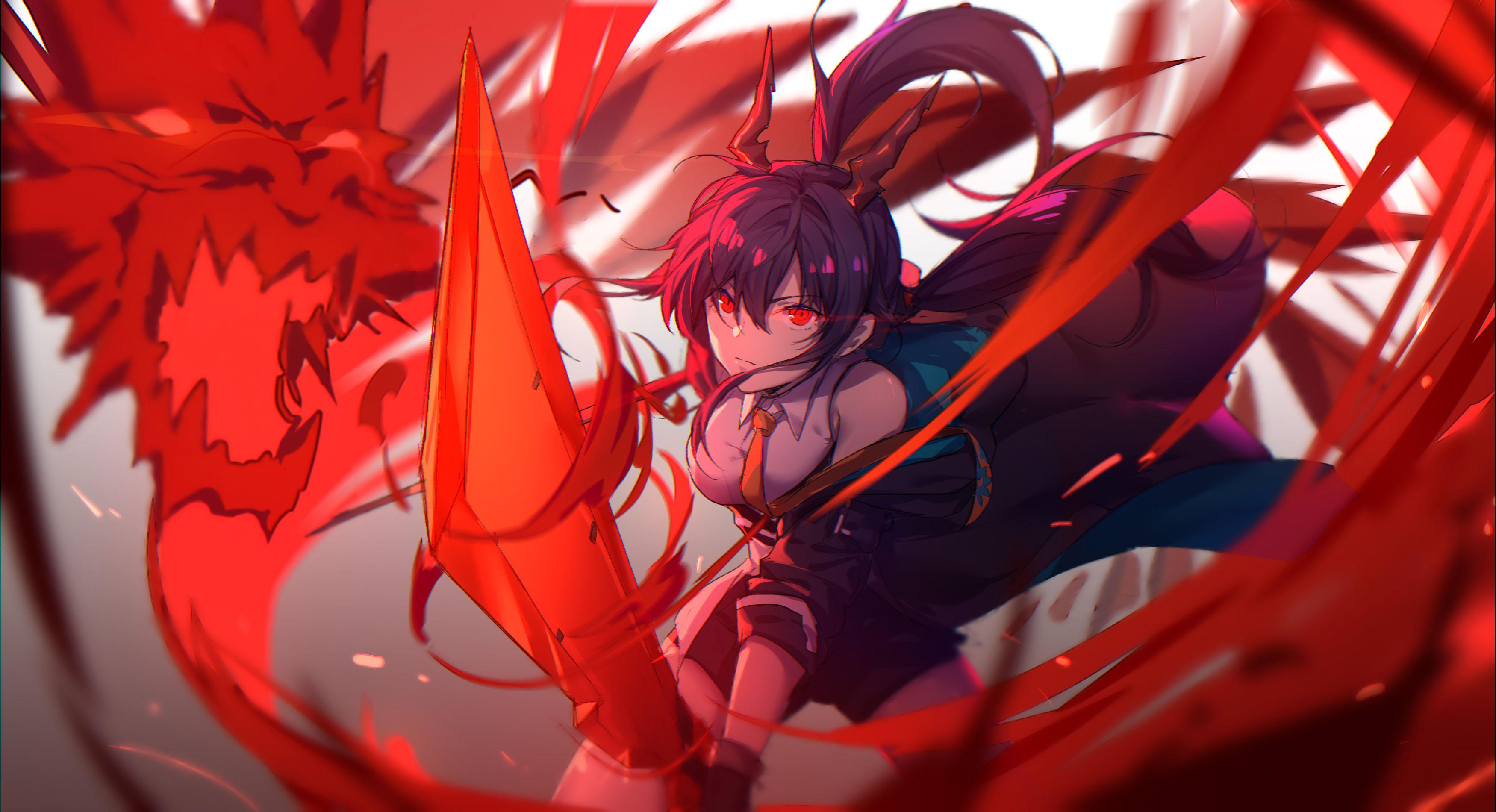 3500x1900 Anime Wallpaper Red