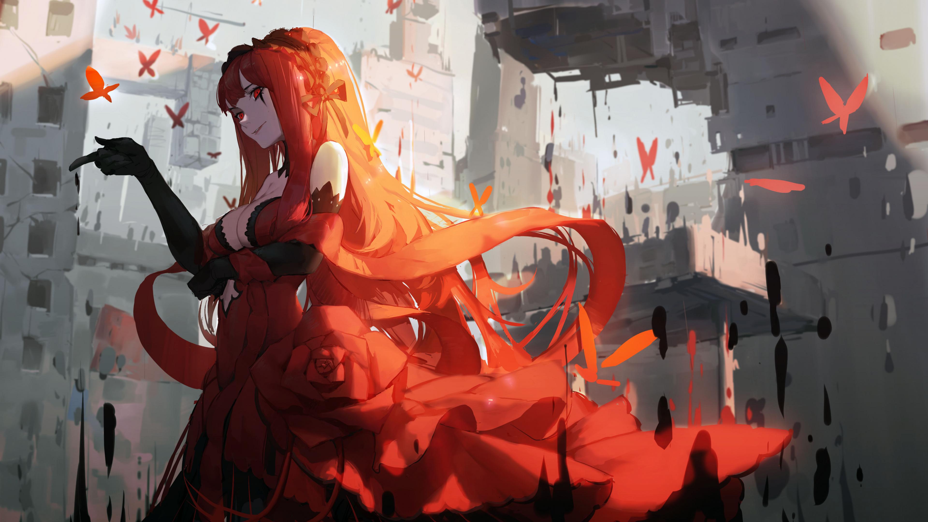 3840x2160 Desktop Wallpaper Red Head, Anime Girl, Original, 4k, HD Image, Picture, Background, 103e25