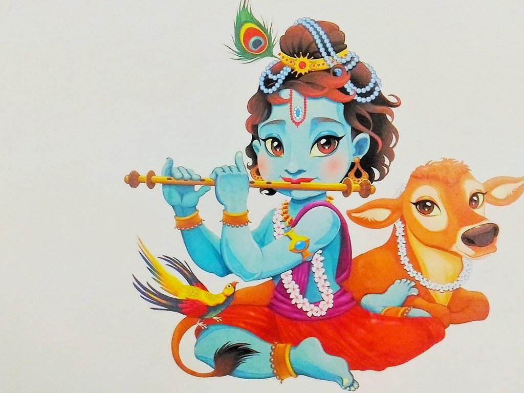1024x768 Lord Krishna (wallpaper). Clicked this wall decor with my A