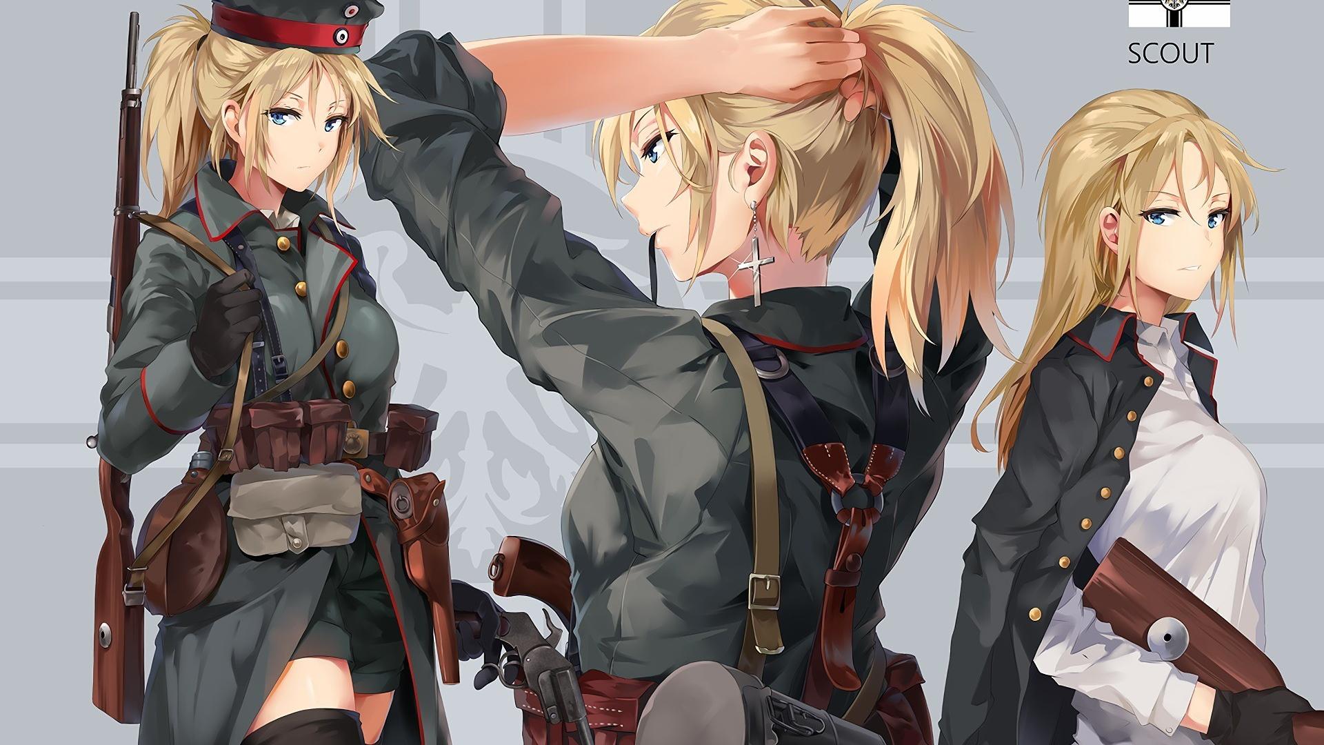 1920x1080 Desktop Wallpaper Anime Girls, Army, Original, HD Image, Picture, Background, 779181