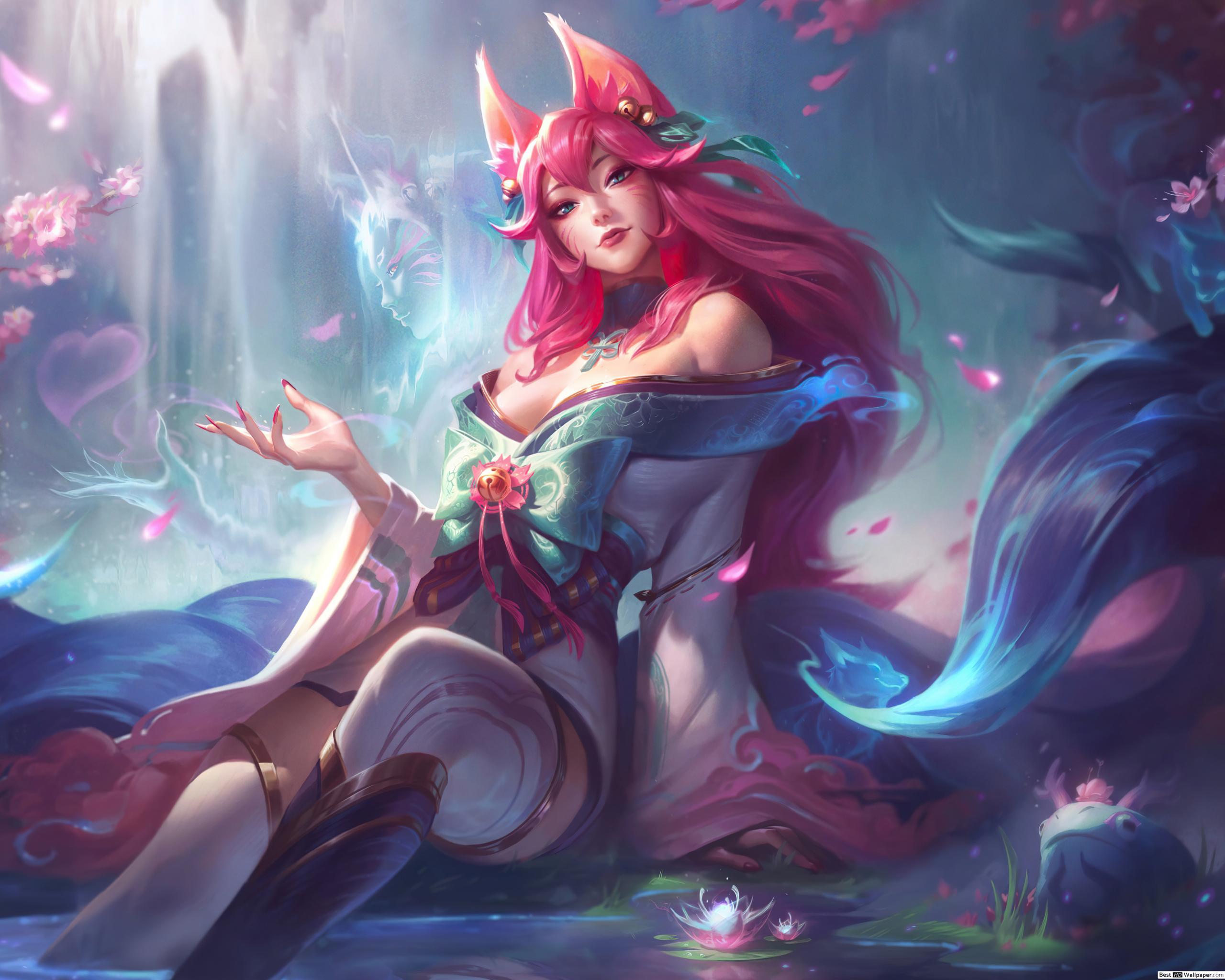 2560x2048 League Of Legends (LOL) Nine Tailed Fox 'Ahri' Spirit Blossom Splsah Art (8K) HD Wallpaper Download