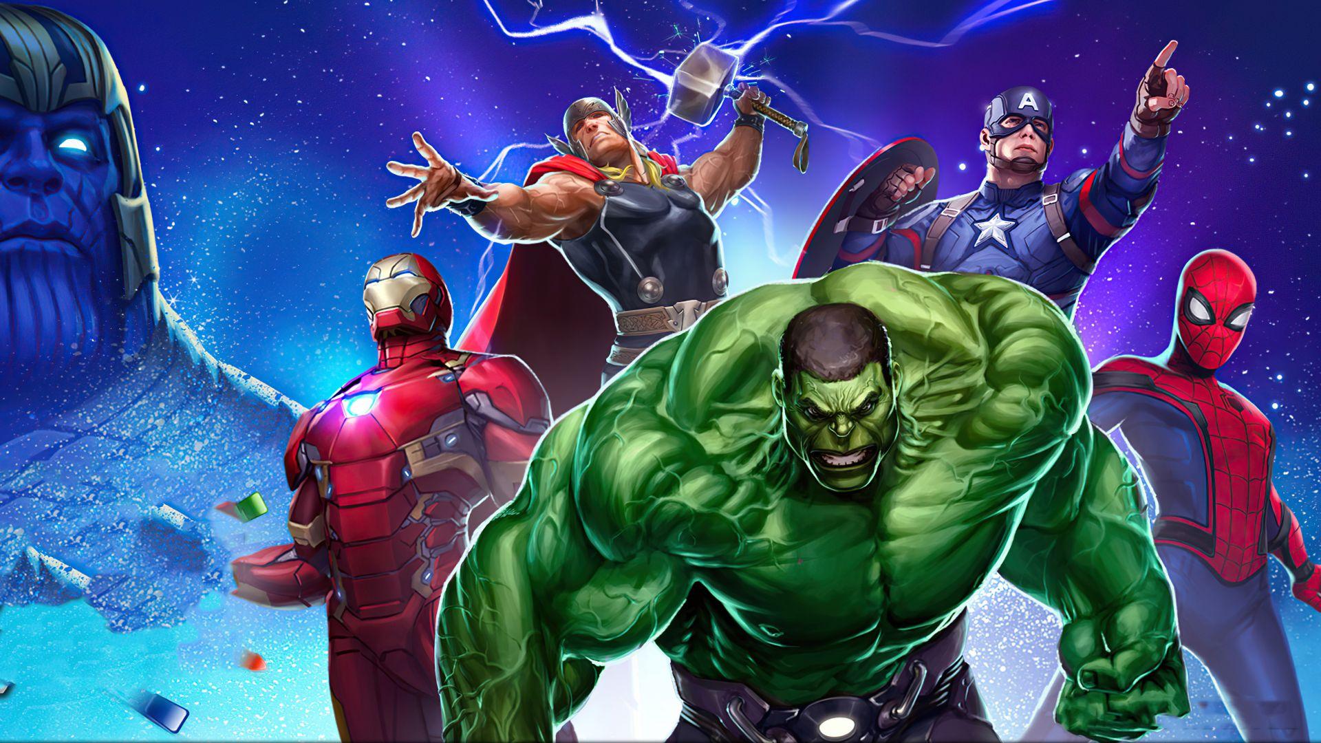 1920x1080 Desktop Wallpaper Marvel Puzzle Quest, Video Game, Hulk, Avengers, Artwork, HD Image, Picture, Background, 206921