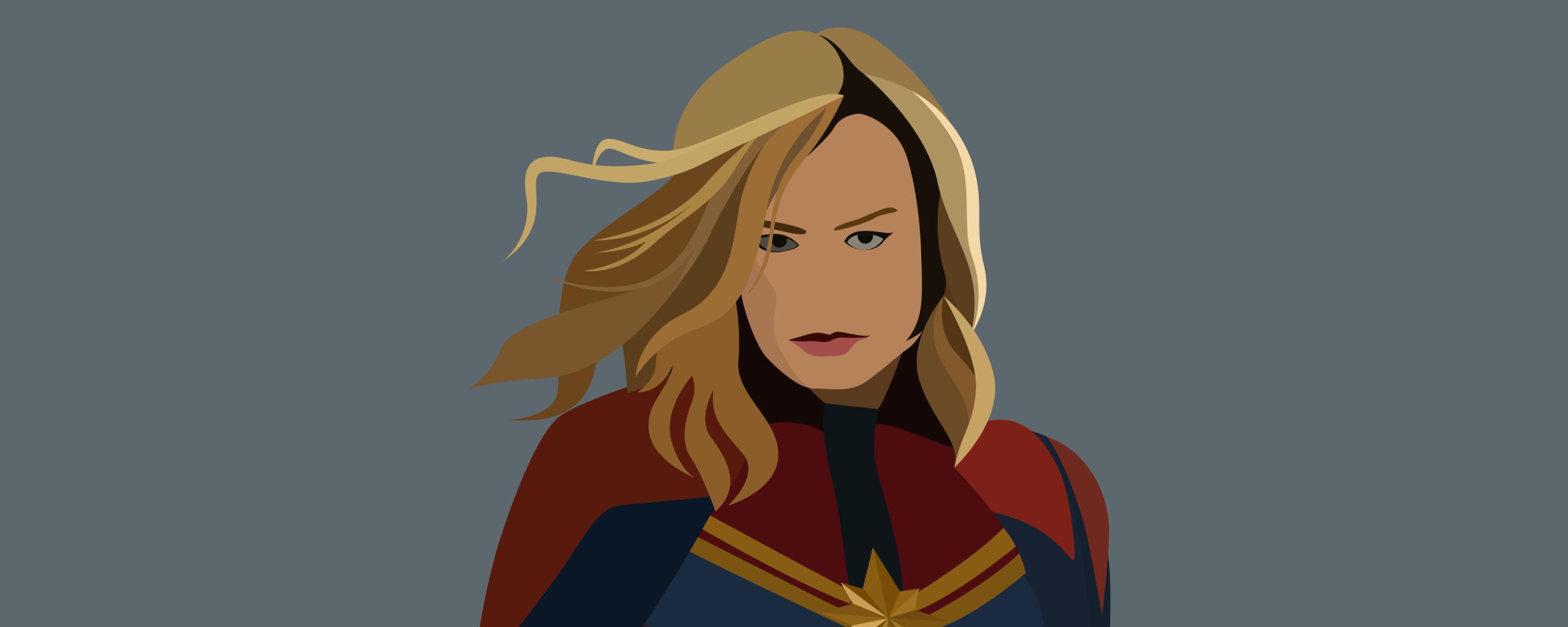 2560x1024 4K Captain Marvel Artwork Minimal 2560x1024 Resolution Wallpaper, HD Minimalist 4K Wallpaper