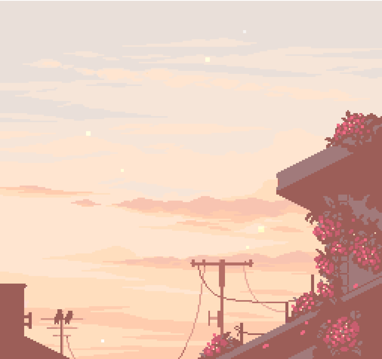1280x1204 Aesthetic Pixel Landscape Wallpaper