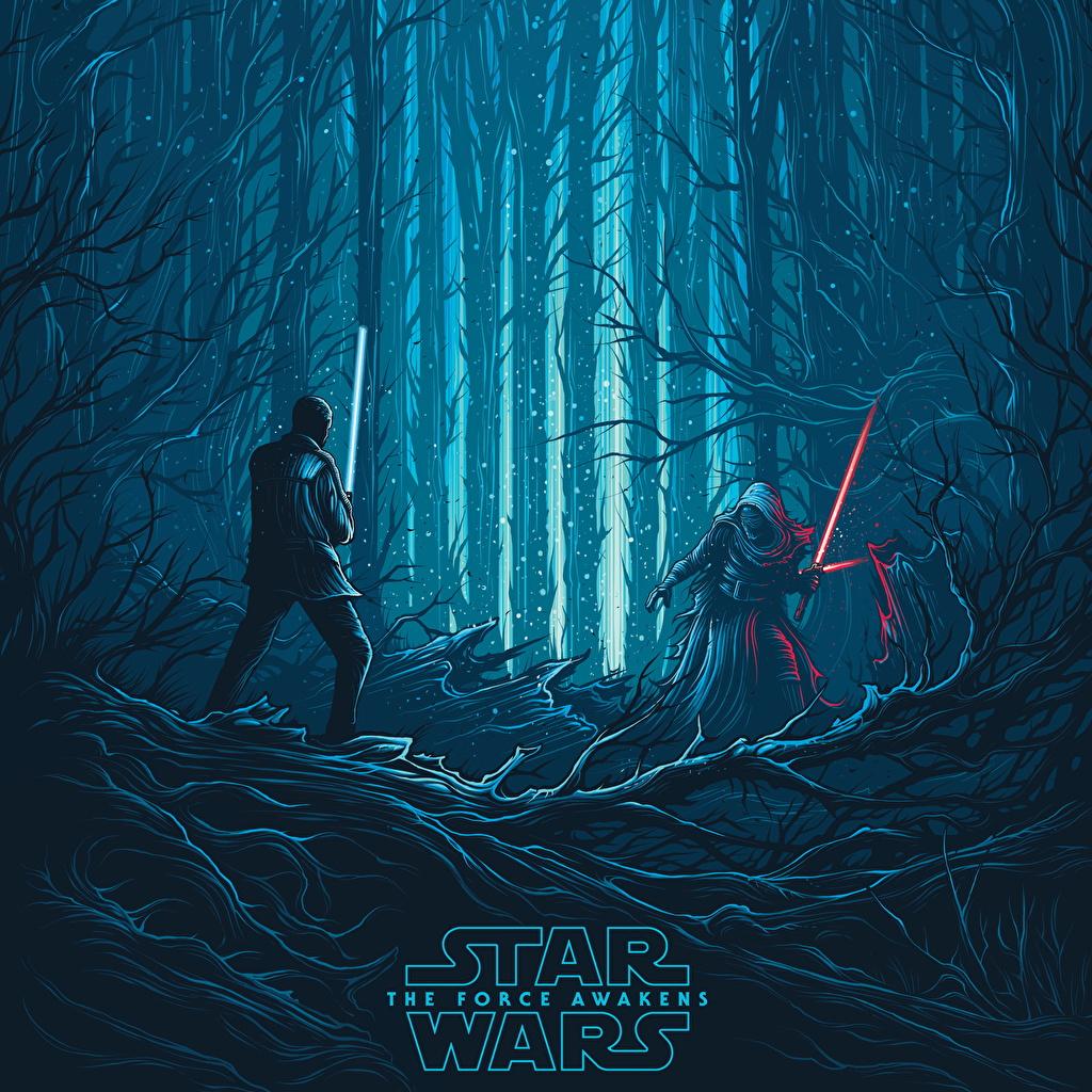 1024x1024 Picture Star Wars: The Force Awakens Swords Warriors Kylo Ren, Finn