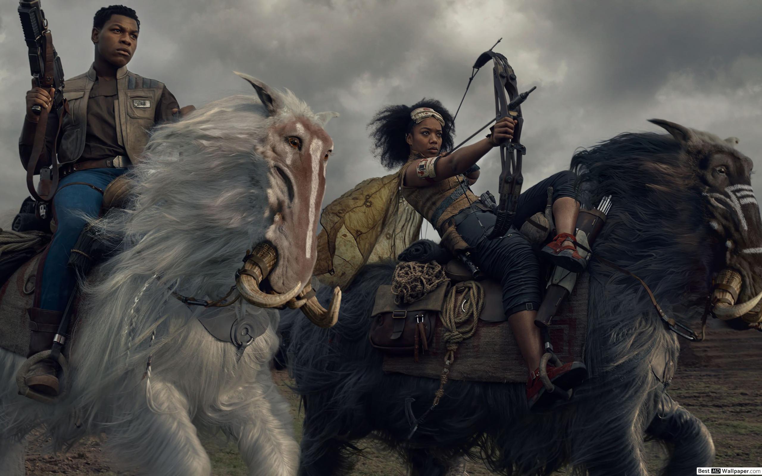 2560x1600 Star wars Finn and Jannah ridding horse HD wallpaper download