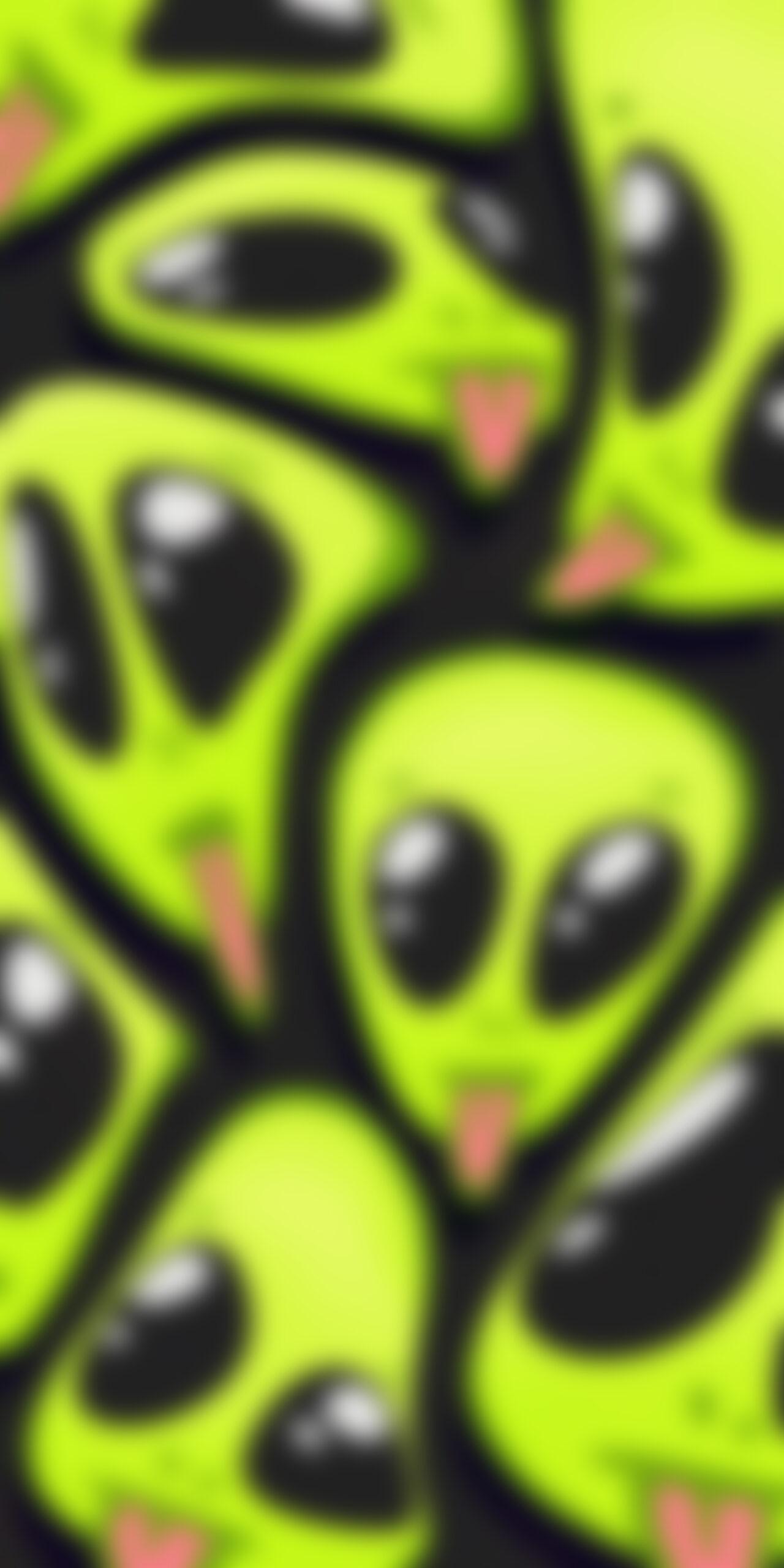 1280x2560 Green Alien with Tongue Wallpaper Background