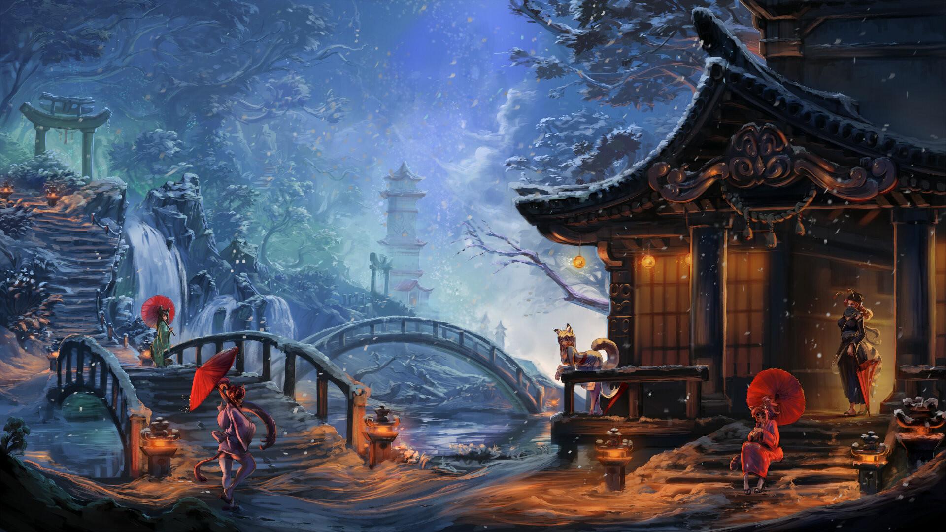 1920x1080 Desktop Wallpaper Elf, Elves, Fantasy, Winter, House, Snowfall, HD Image, Picture, Background, 580685