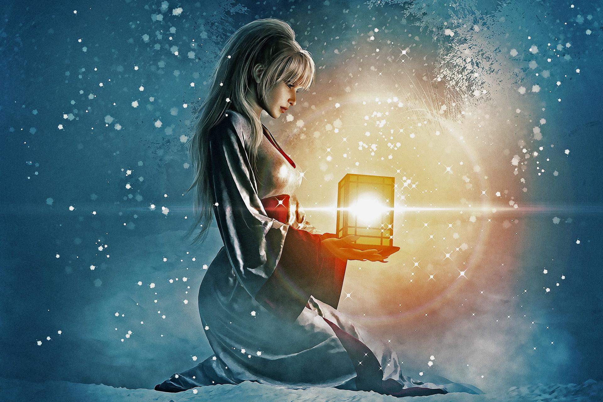1920x1280 snow, winter, magic, women, fantasy wallpaper
