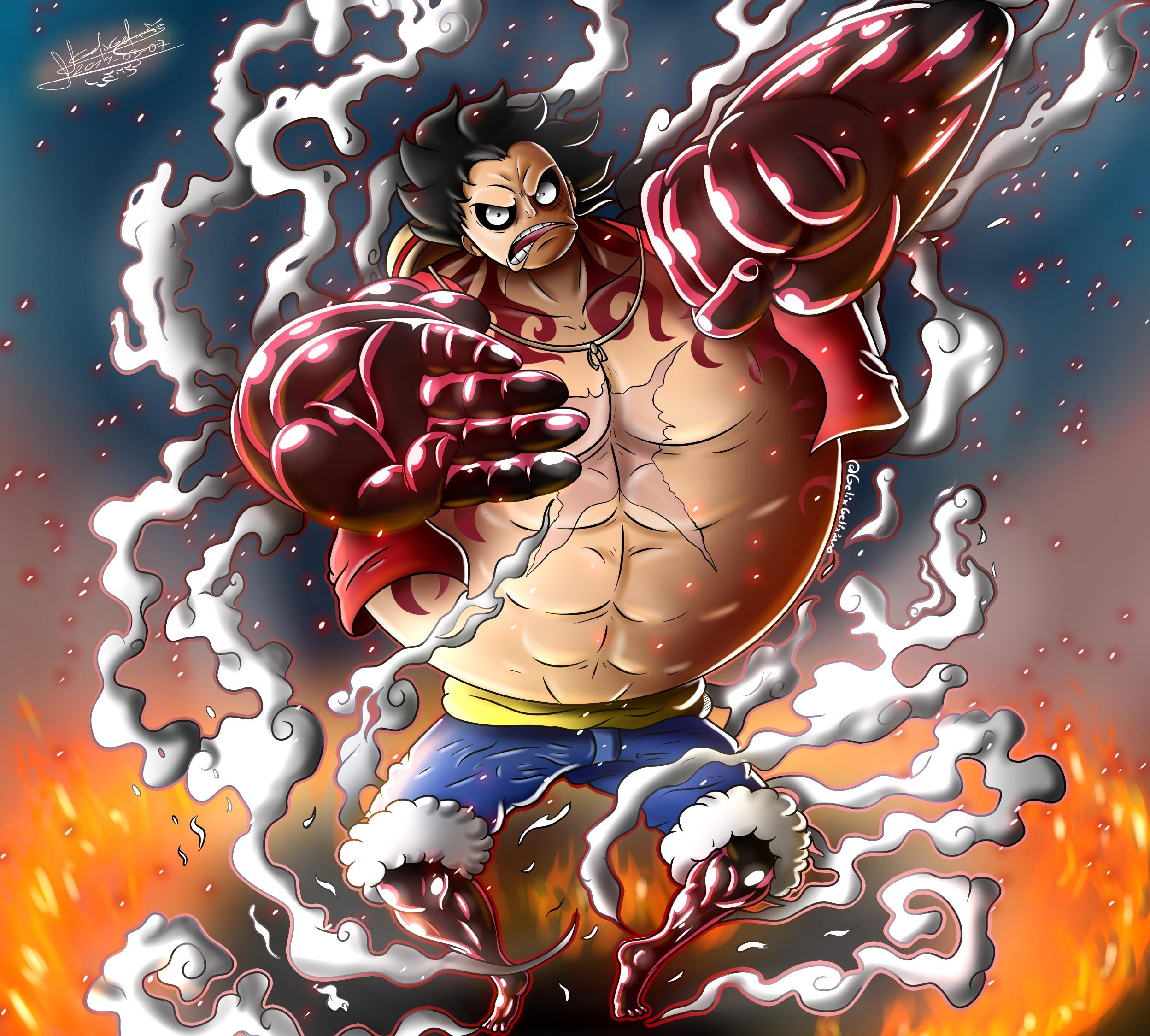 2496x2248 Gear Fourth Monkey D Luffy One Piece Snake Man Mega Man Wallpaper:2496x2248