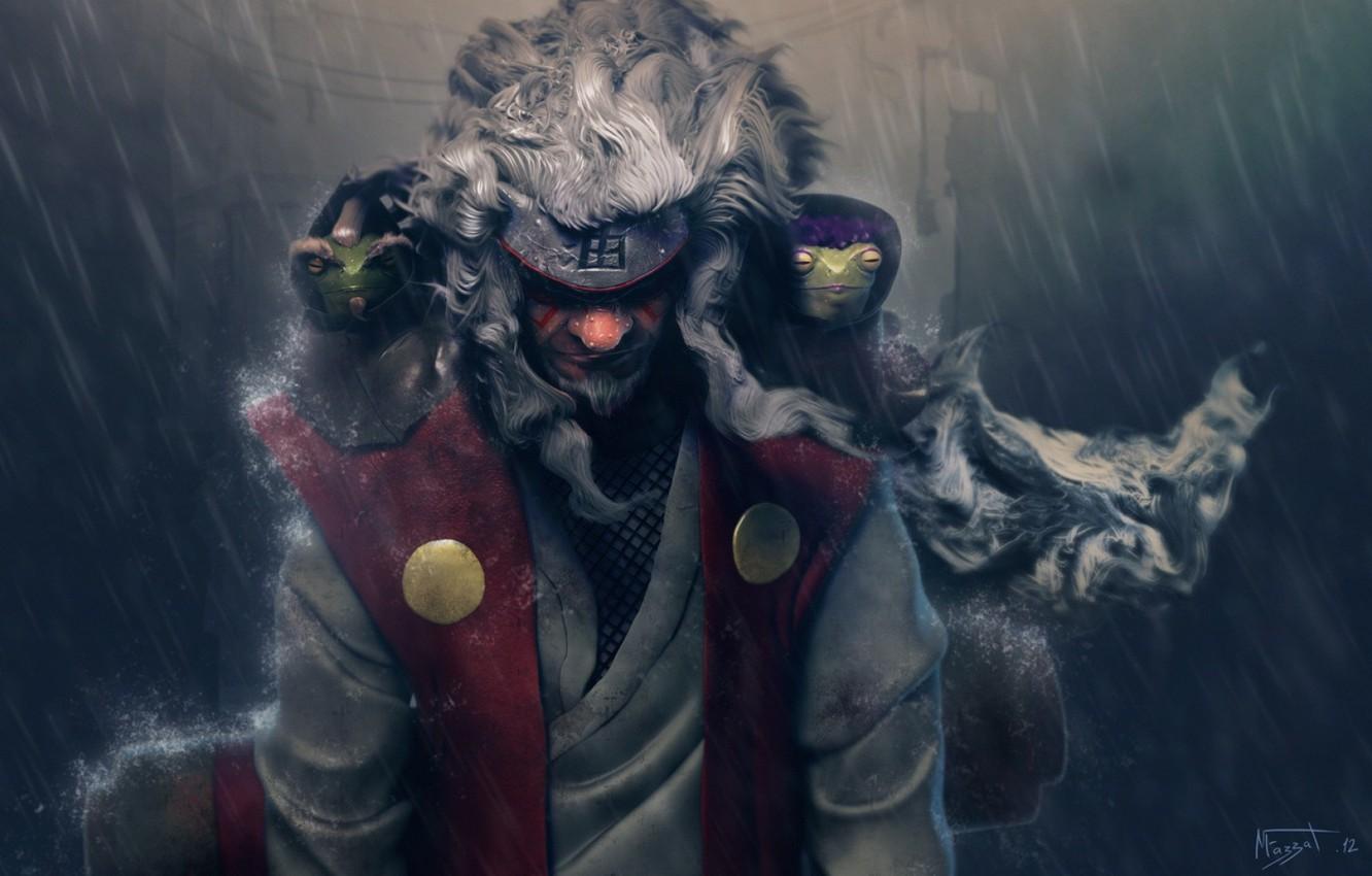 1332x850 Wallpaper green, silver, red, white, gold, naruto, rain, water, village, purple, gray, royal, master, beige, parchment, Jiraya image for desktop, section сэйнэн