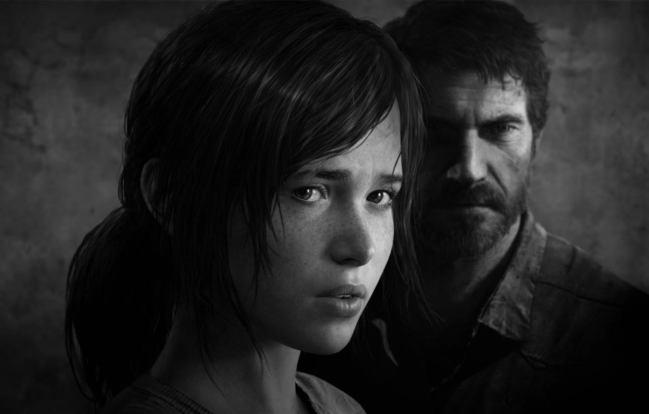 1332x850 Wallpaper black and white, Ellie, game, Joel, The Last Of Us image for desktop, section игры