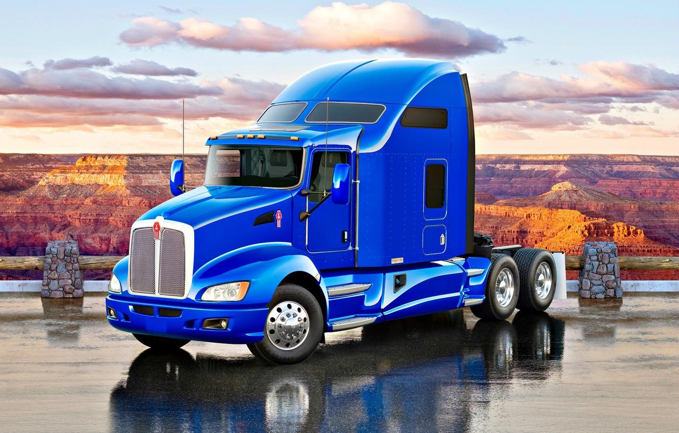 1332x850 Wallpaper road, Truck, canyon, blue, Truck, Tractor, Kenworth, Kenworth T American truck, T660 image for desktop, section грузовики