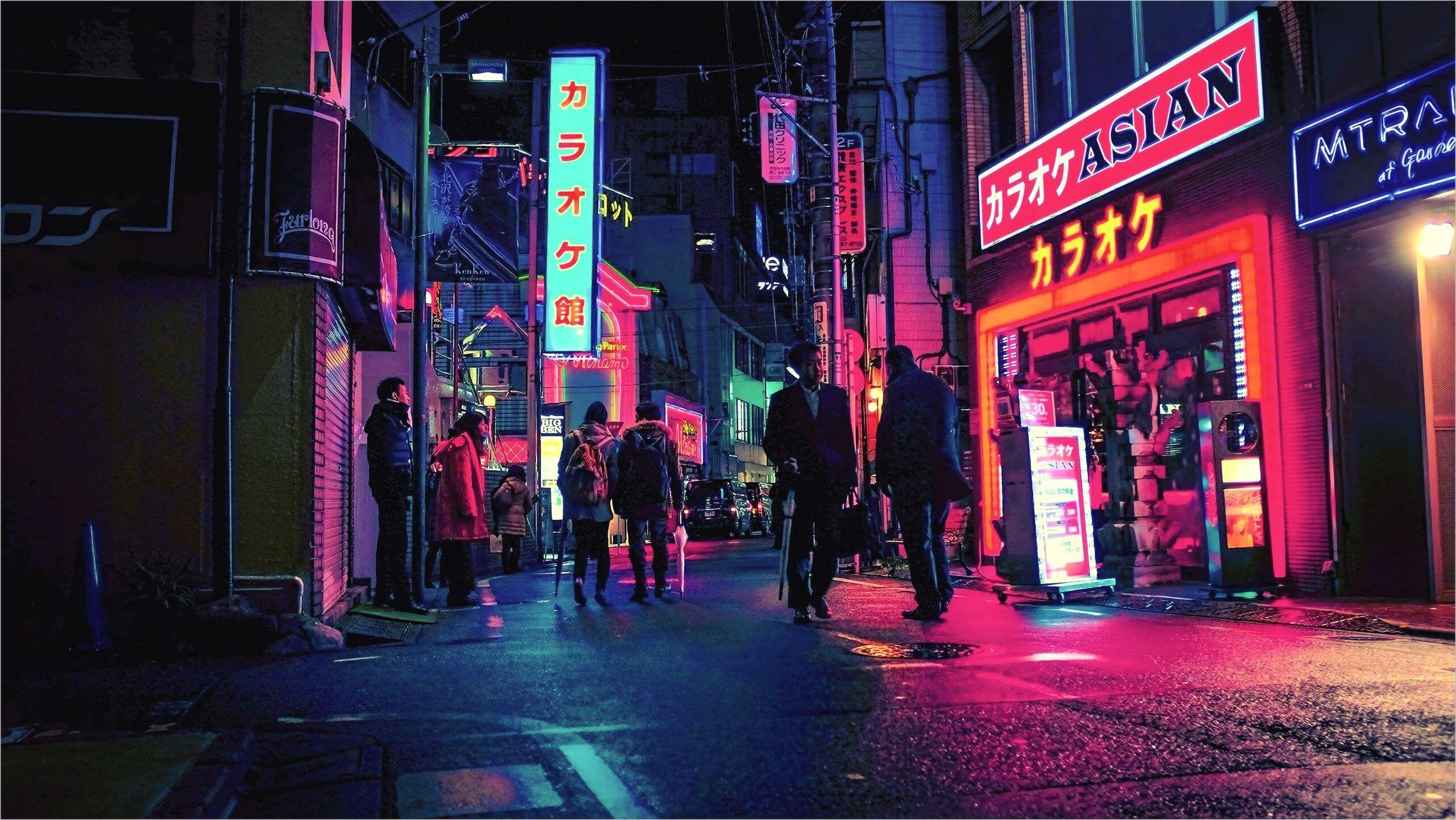 2560x1441 Japanese Street Wallpaper