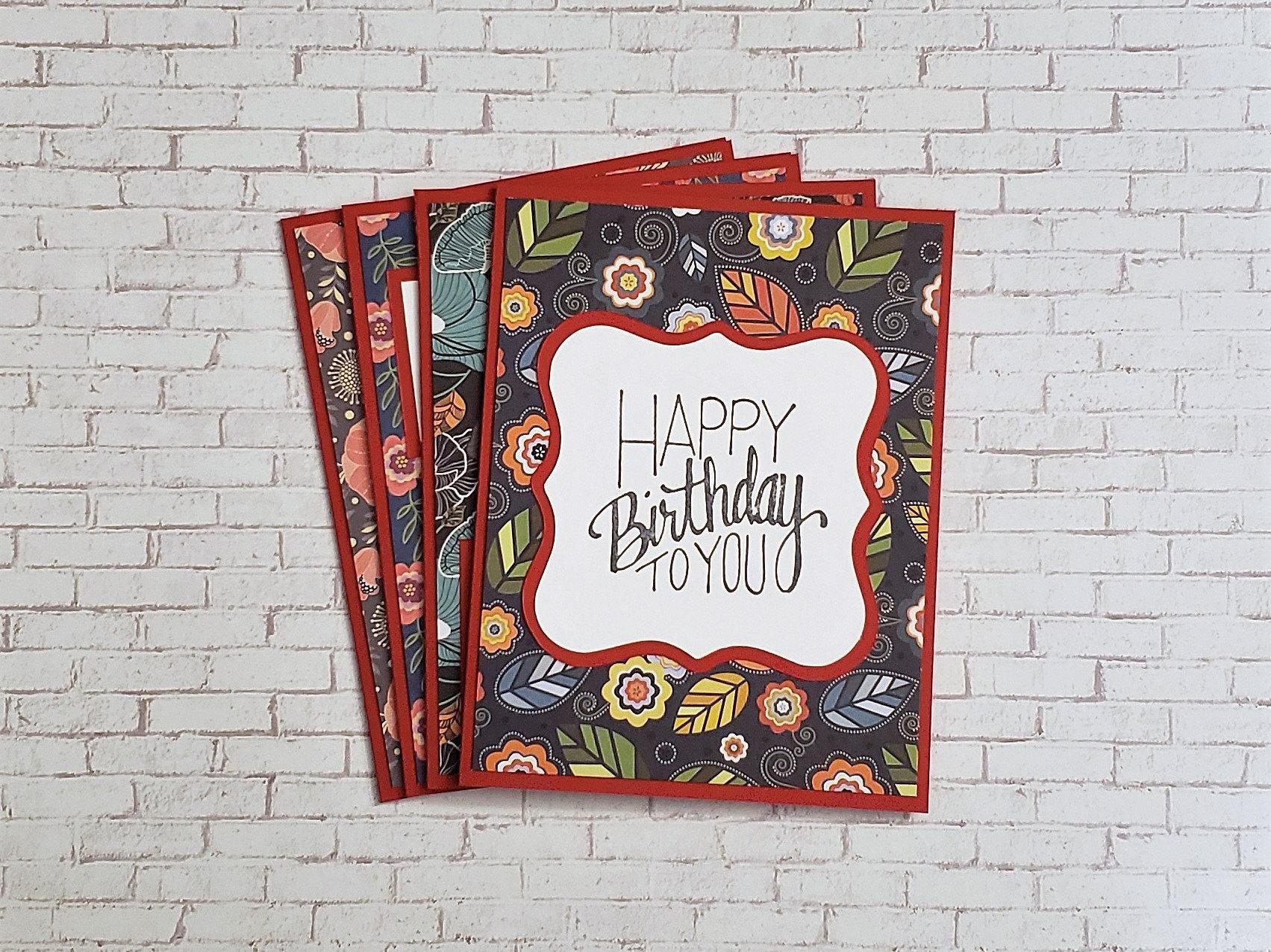 1703x1276 Vintage Wallpaper Happy Birthday Card Set