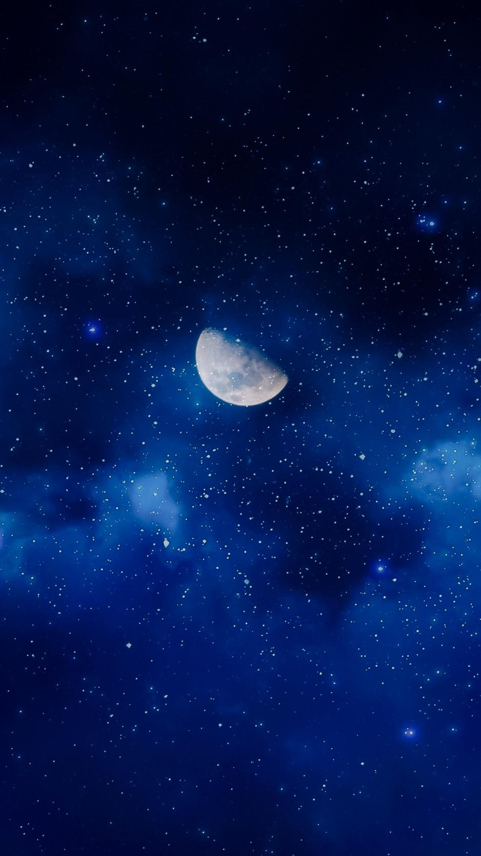 938x1668 Moon, night, stars, sky, full moon wallpaper