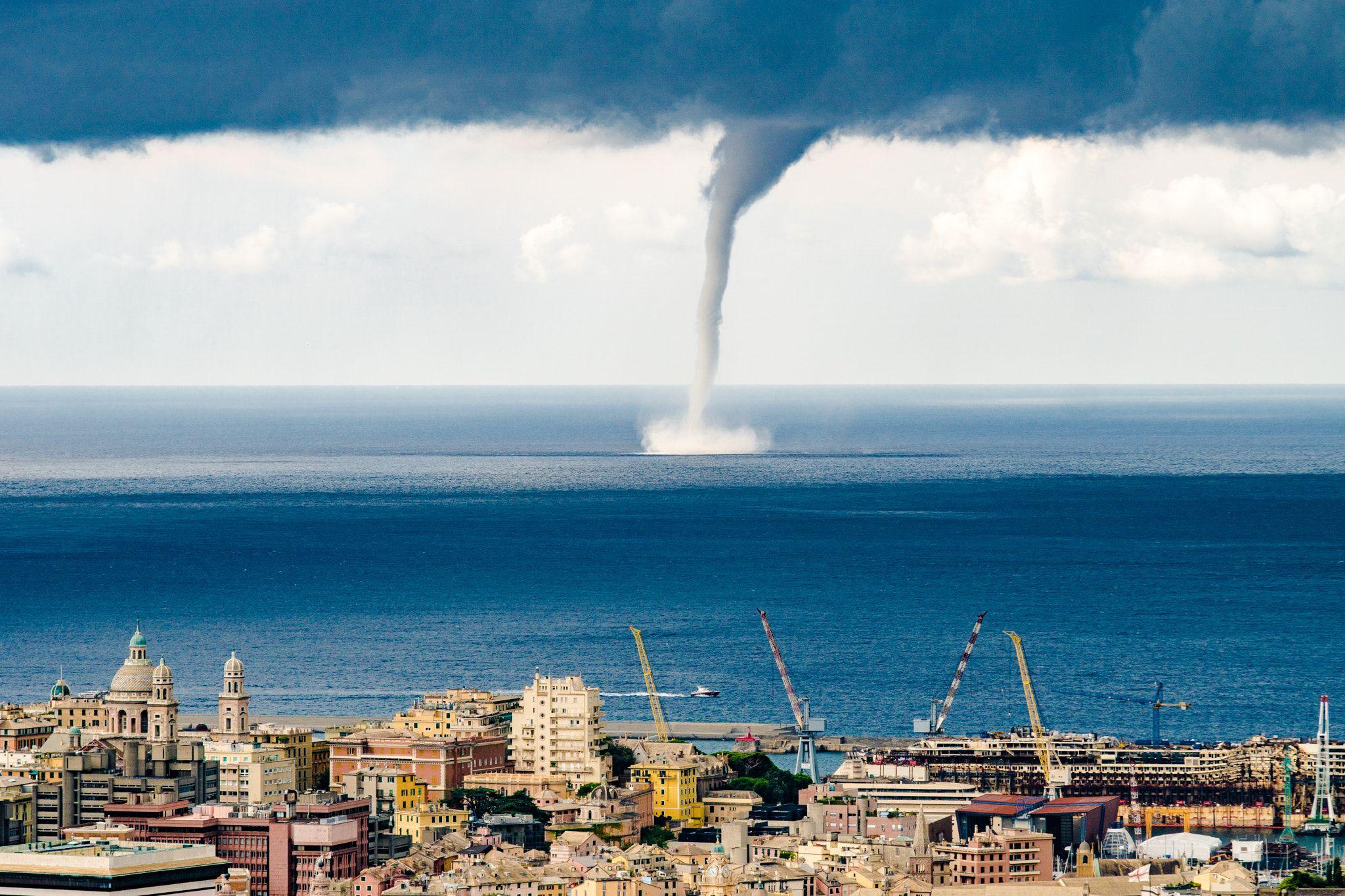 2048x1365 Tornado in port Genova spout (tornado) in port waters of Genova, Augus. National geographic photo contest, National geographic photo, Nat geo photography