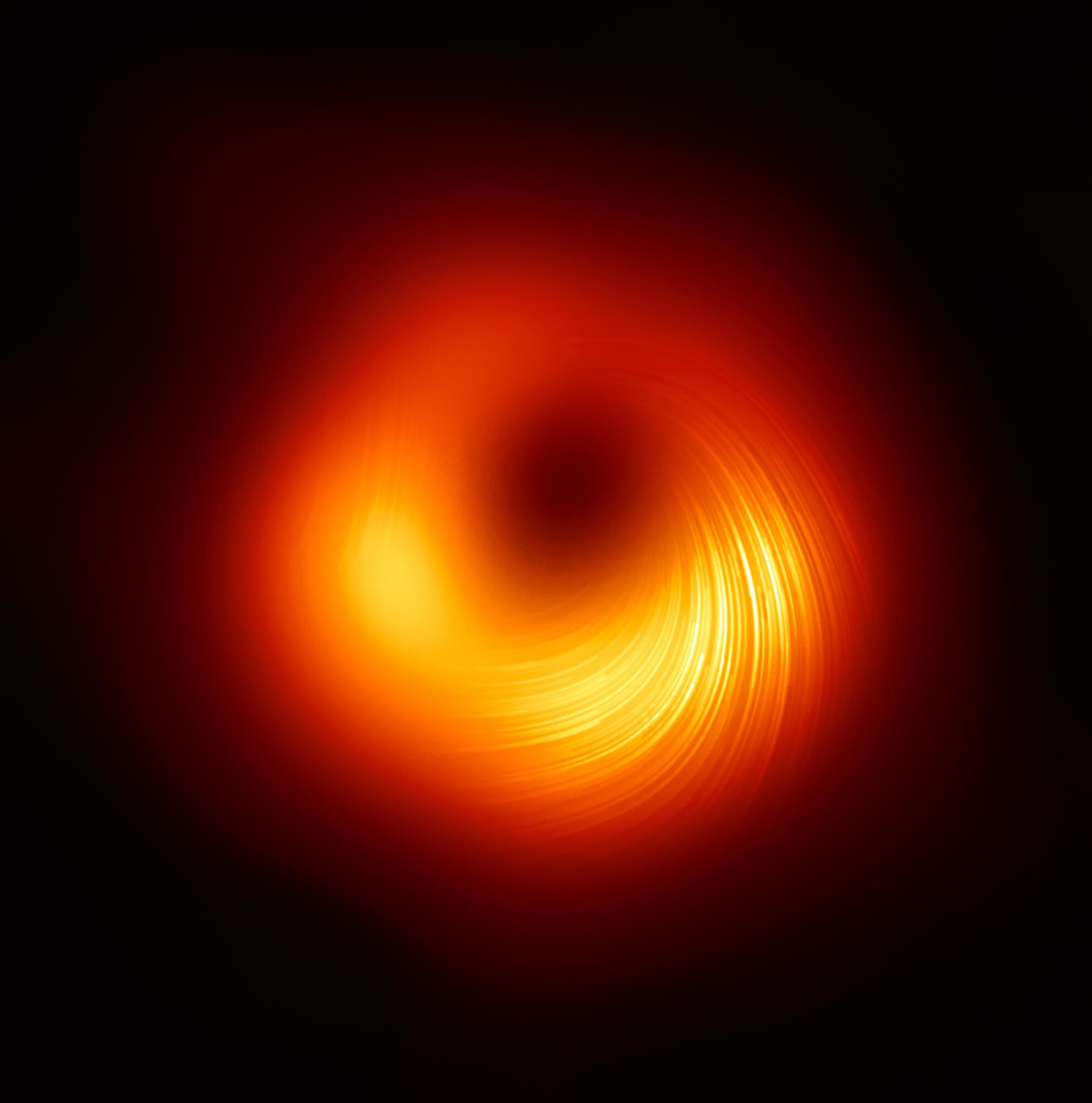1981x2000 Astronomers Image Magnetic Fields at the Edge of M87's Black Hole. Event Horizon Telescope