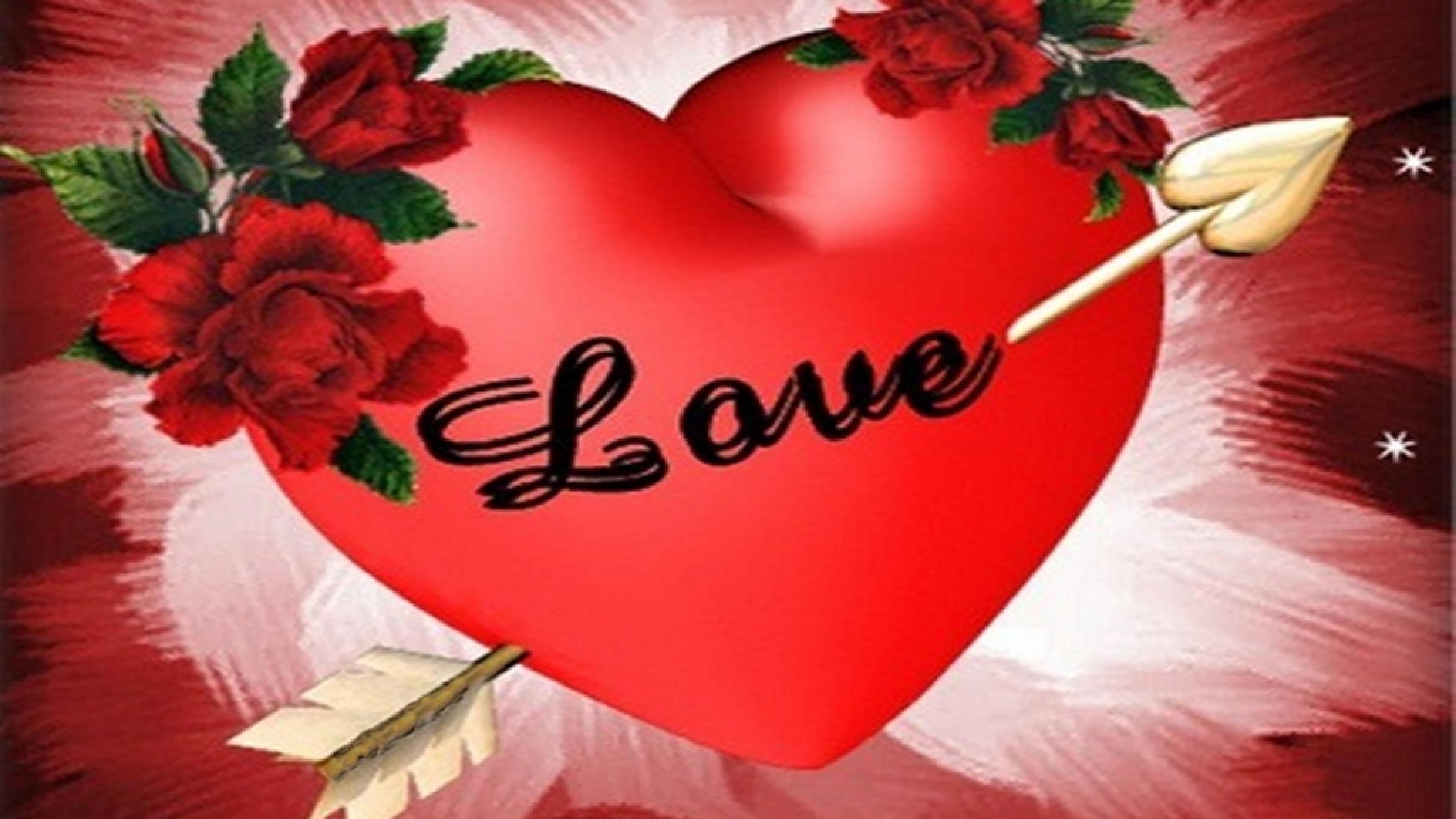 3840x2160 Love Roses And Hearts Wallpaper Download Love Heart Rose Love Heart