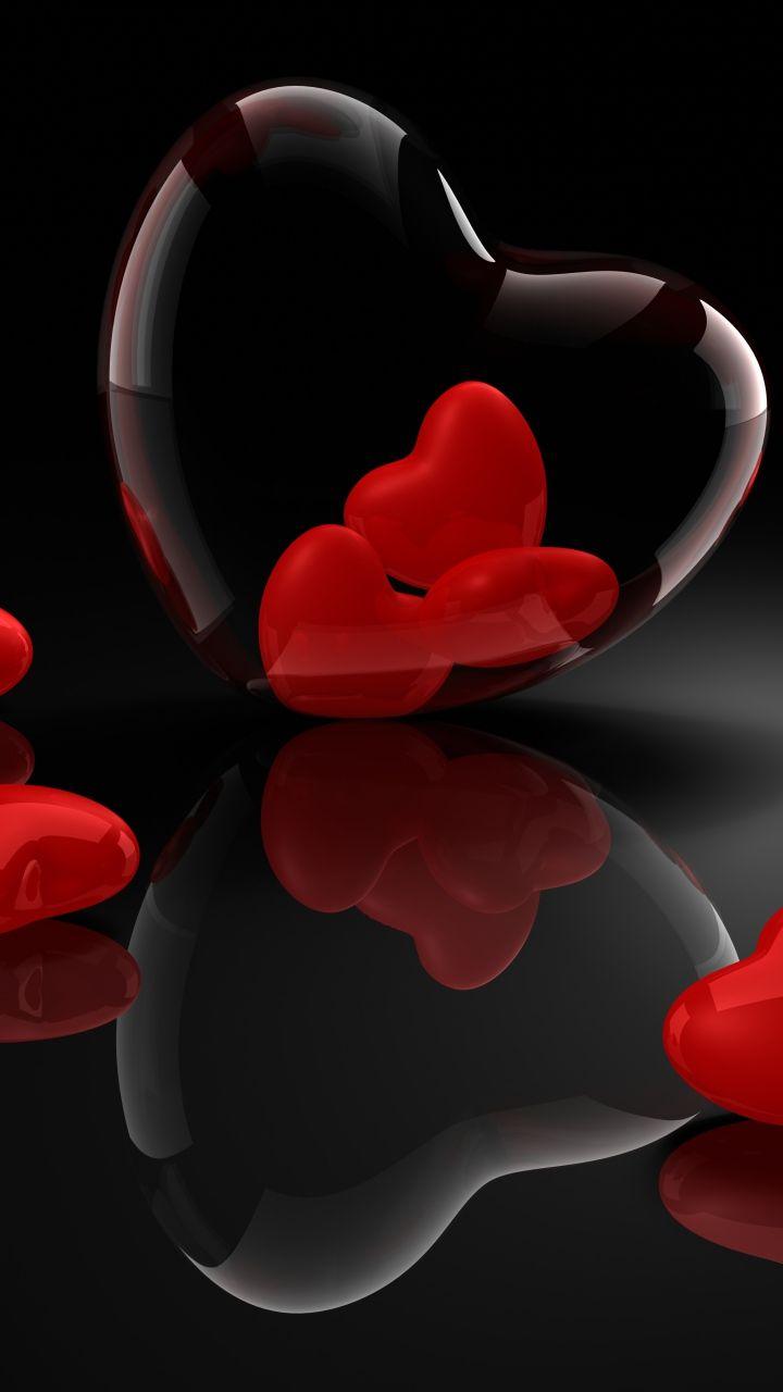 720x1280 All Black Red Heart Wallpaper
