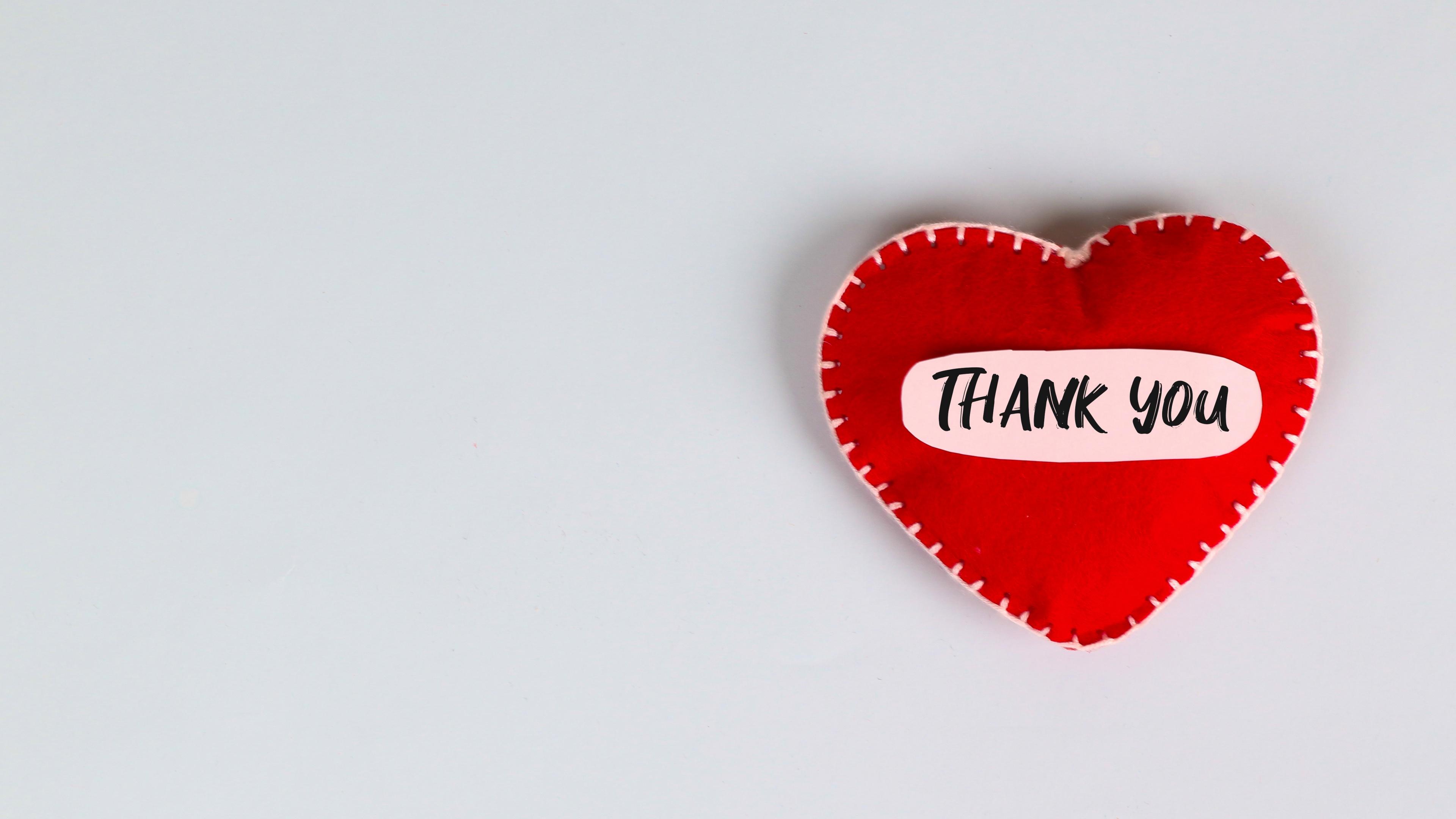 3840x2160 Love hearts Wallpaper 4K, Red heart, Thank You, White background, 5K, Love