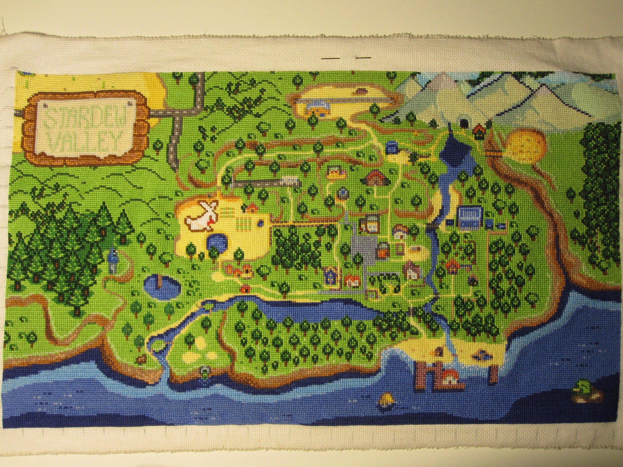 2048x1536 Bunia day has come! Stardew Valley map is finished! :D #xstitch #crossstitch #StardewValley