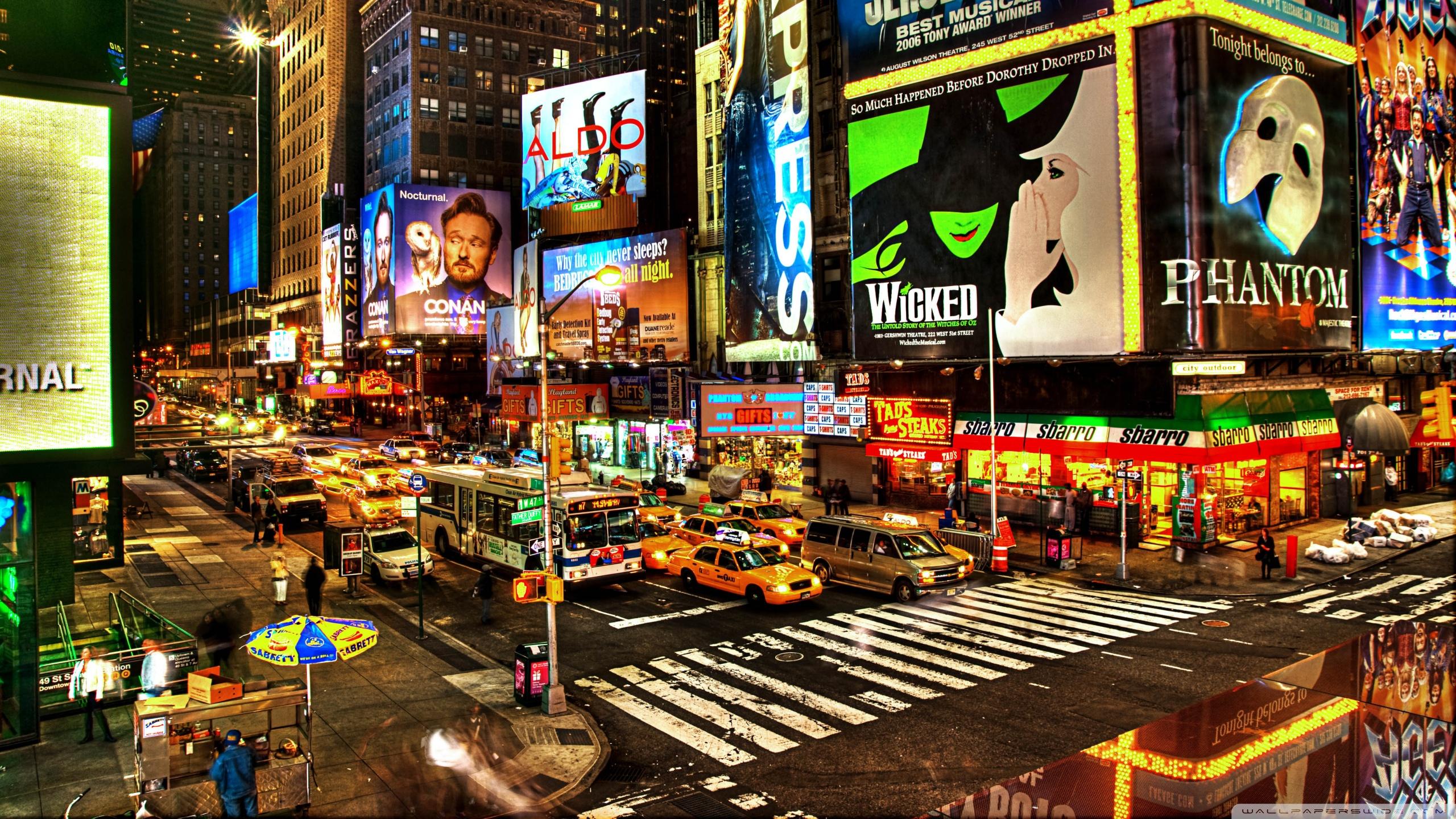 2560x1440 Street Advertising In New York HD Desktop Wallpaper Street New York HD Wallpaper