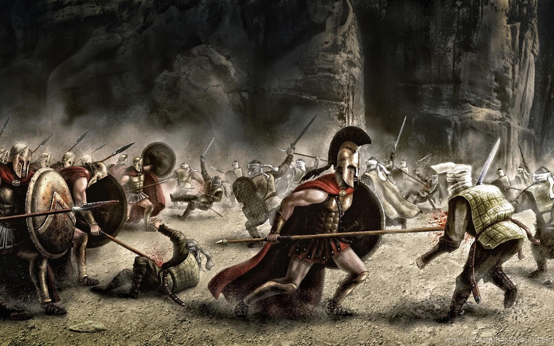 1920x1200 Download Wallpaper Art, 300 Spartans, Battle, War, Weapons, Films. Desktop Background
