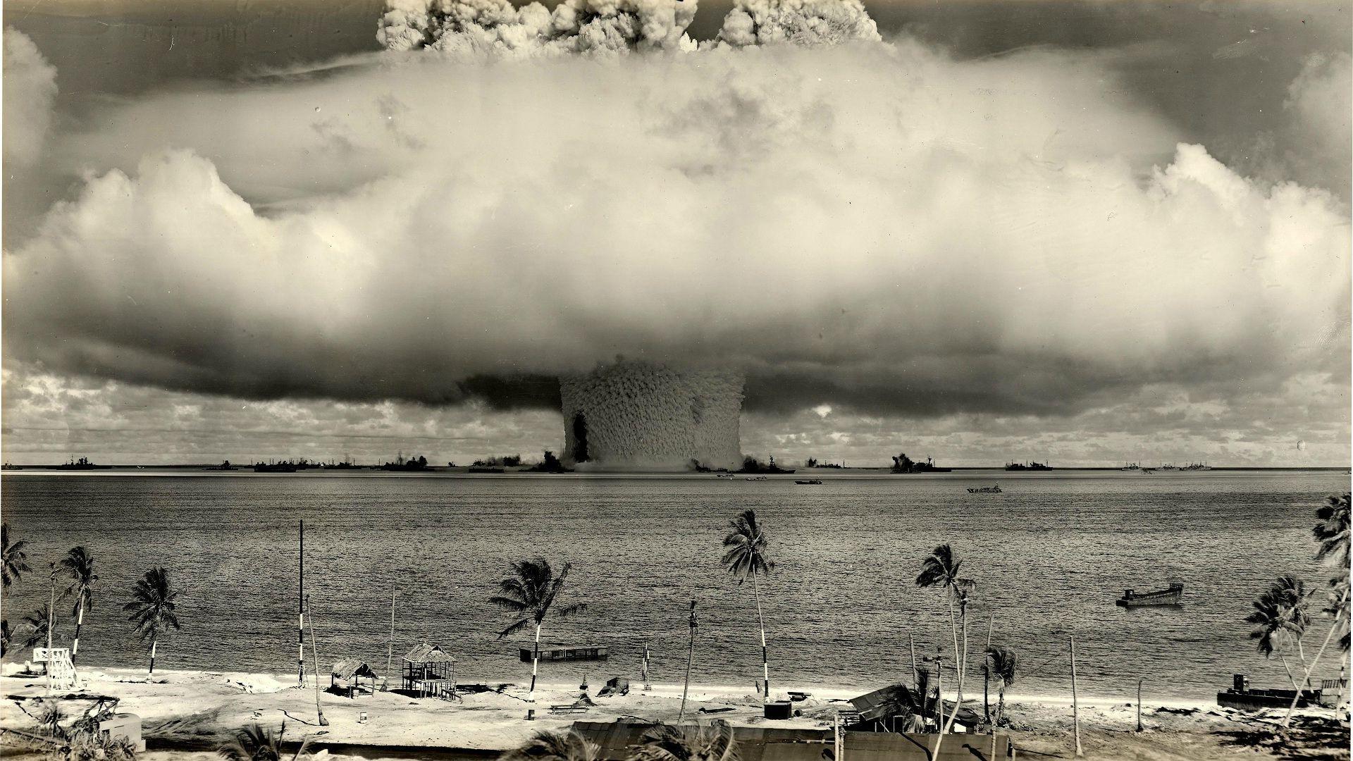 1920x1080 #mushroom clouds, #explosion, #colorful, #atomic bomb, #digital art, #water, wallpaper. Mocah HD Wallpaper