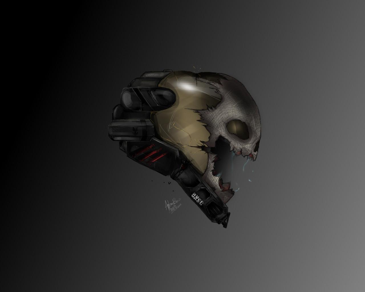 1280x1024 helmet: Halo Reach Eva Skull Helmet