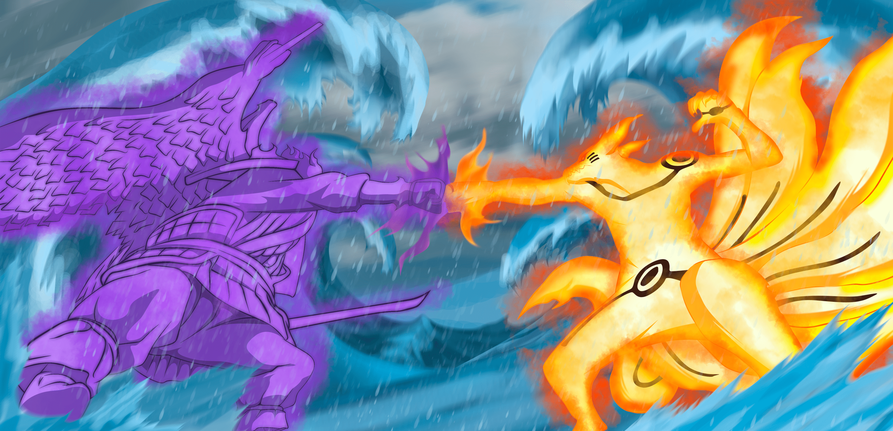 3000x1448 3000x1448 Kurama (Naruto), Sasuke Uchiha, Naruto Uzumaki wallpaper