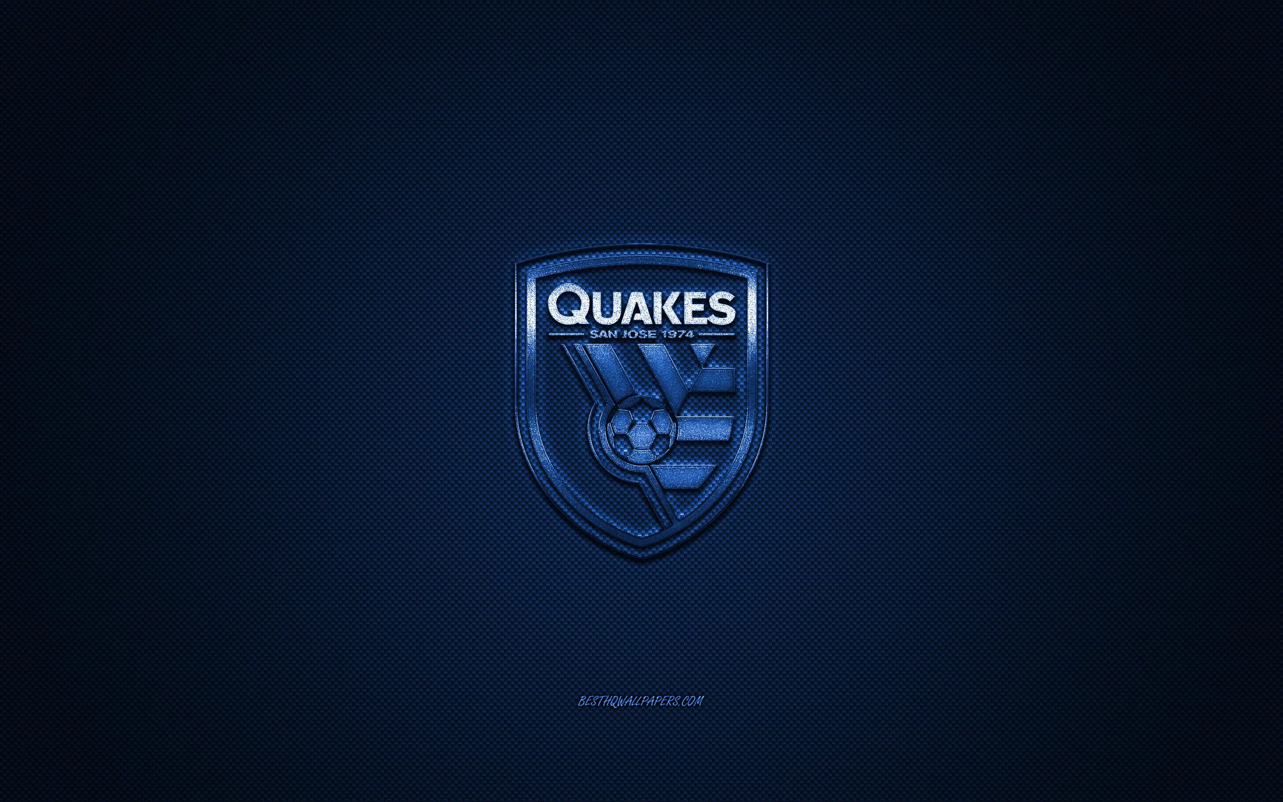 2560x1600 Download wallpaper San Jose Earthquakes, MLS, American soccer club, Major League Soccer, blue logo, blue carbon fiber background, football, San Jose, California, USA, San Jose Earthquakes logo, soccer for desktop with resolution